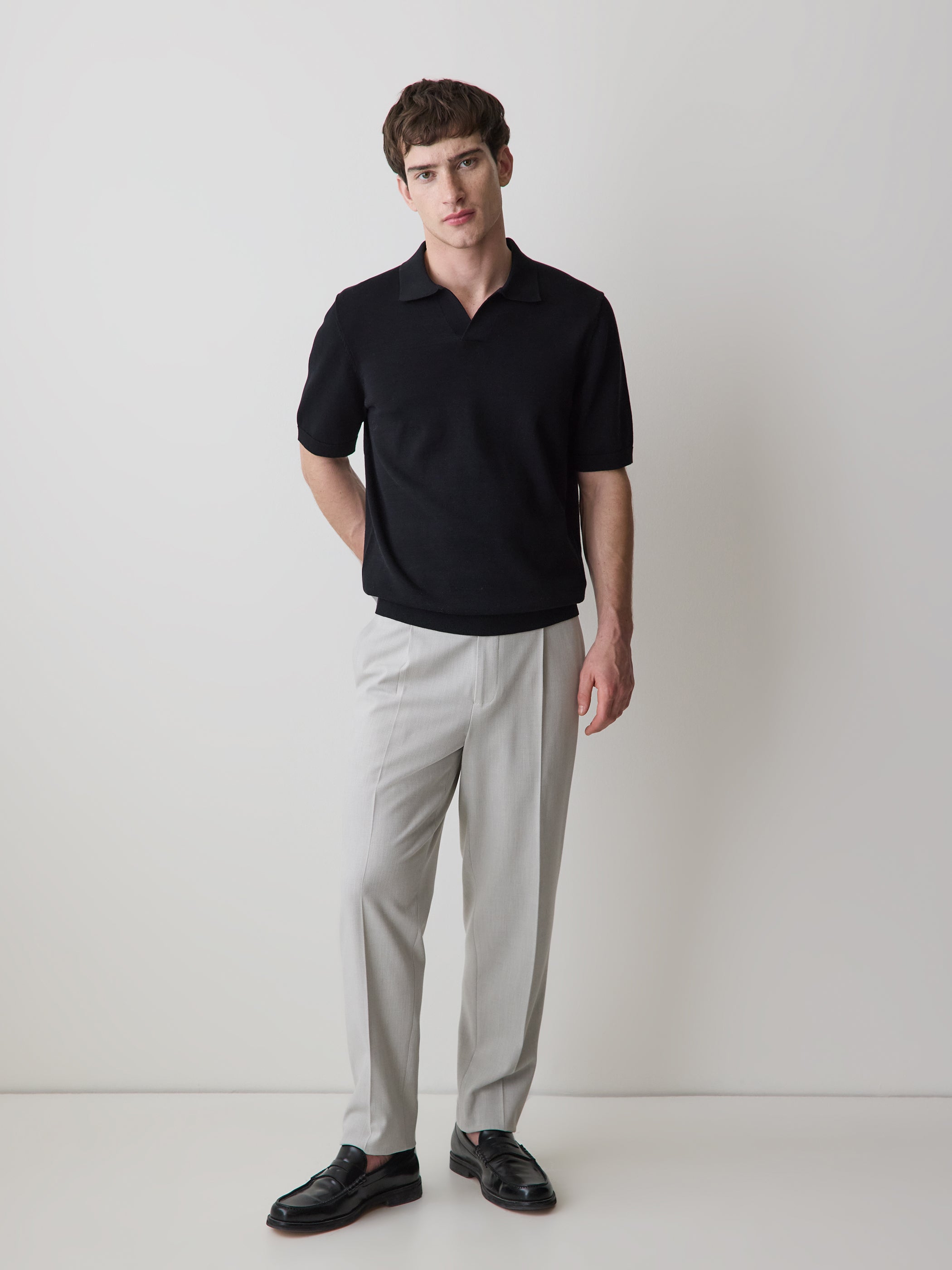 Cotton Short-Sleeve Polo with Johnny Collar rw&co Exclusive Sale Price