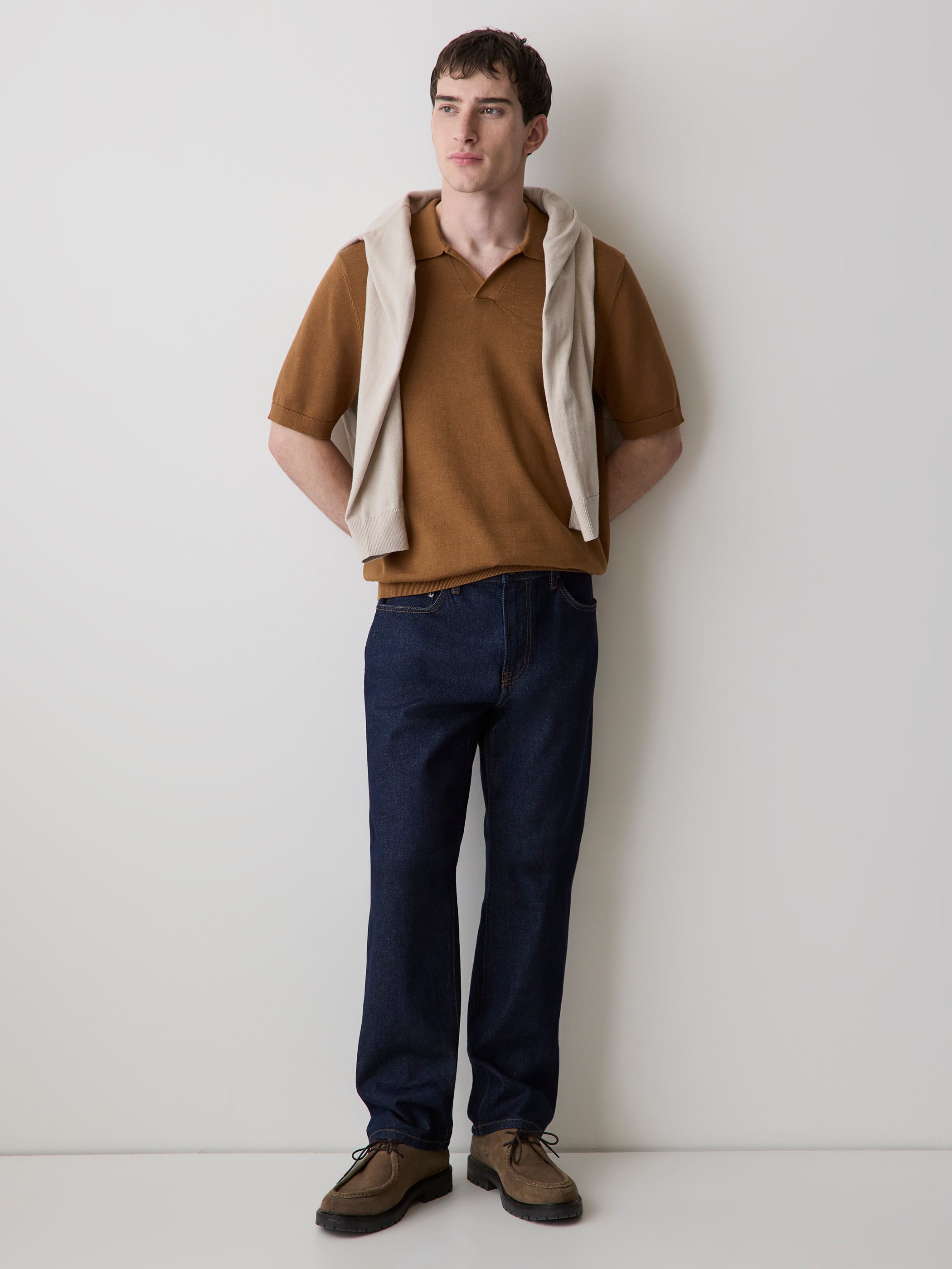 Cotton Short-Sleeve Polo with Johnny Collar rw&co Exclusive Sale Price