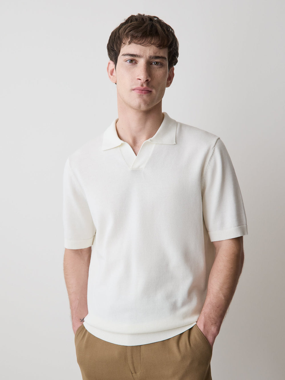 Cotton Short-Sleeve Polo with Johnny Collar rw&co Exclusive Sale Price