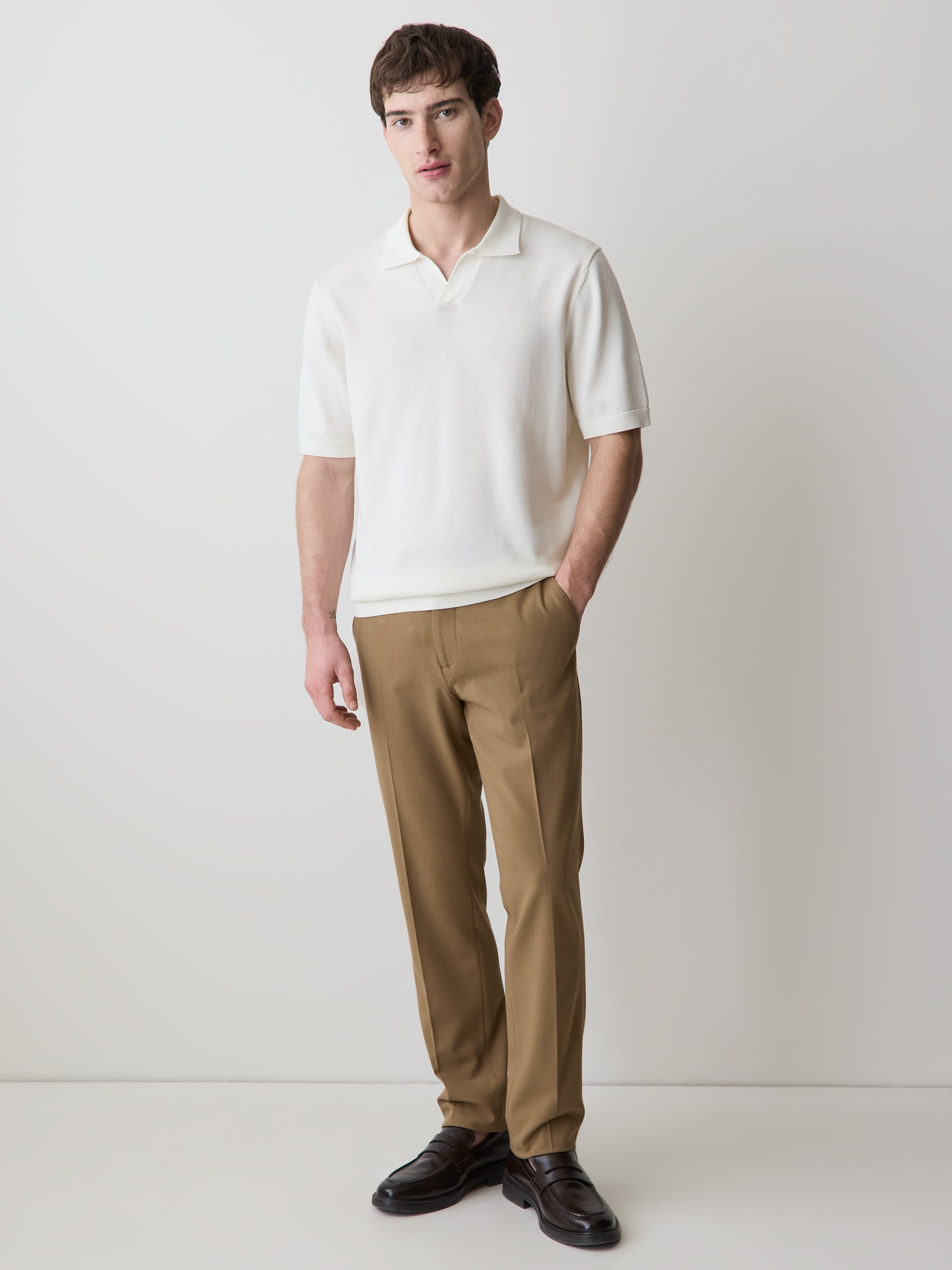 Cotton Short-Sleeve Polo with Johnny Collar rw&co Exclusive Sale Price