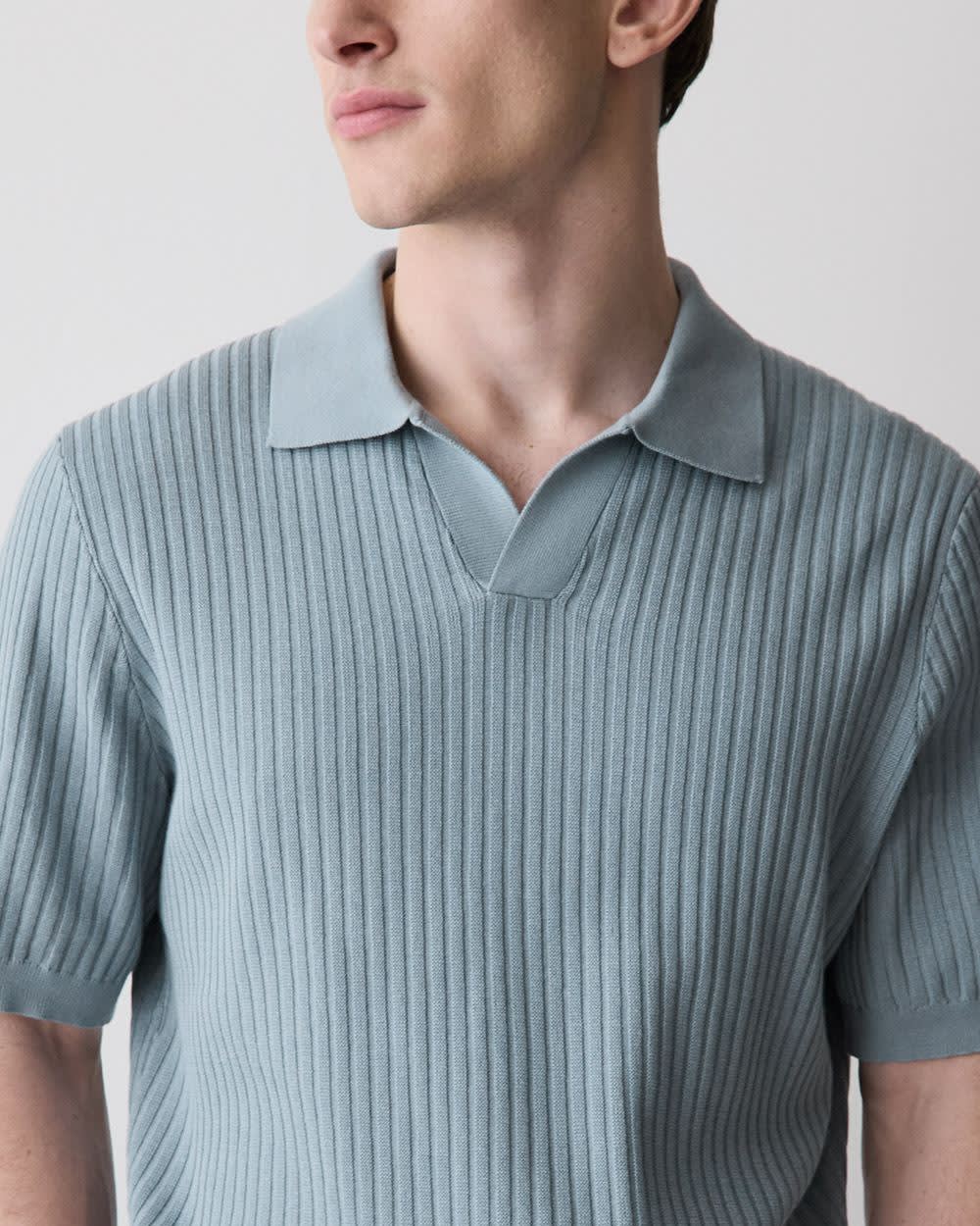 Cotton Short-Sleeve Polo with Johnny Collar rw&co Great Value Deal