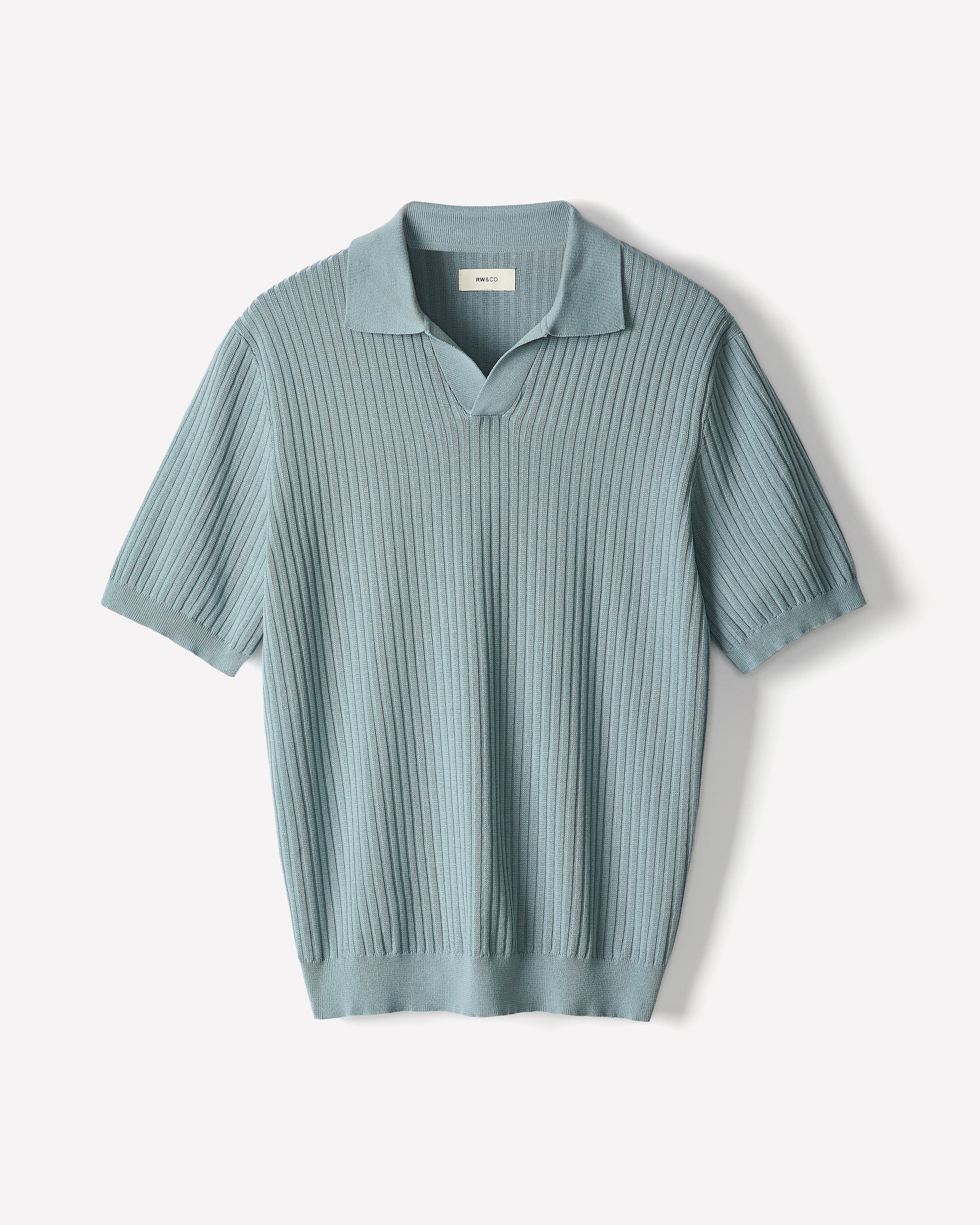 Cotton Short-Sleeve Polo with Johnny Collar rw&co Great Value Deal