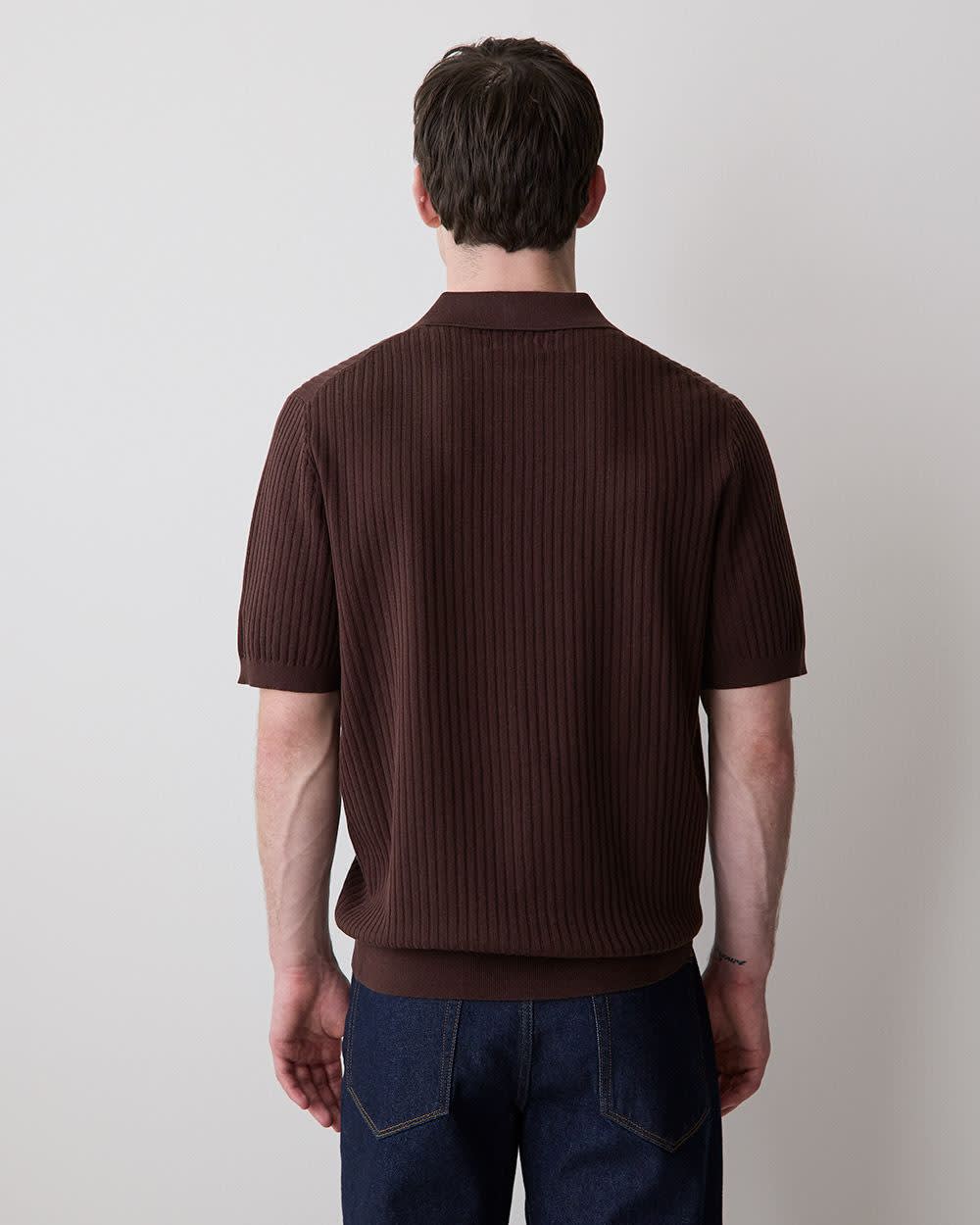 Cotton Short-Sleeve Polo with Johnny Collar rw&co Great Value Deal