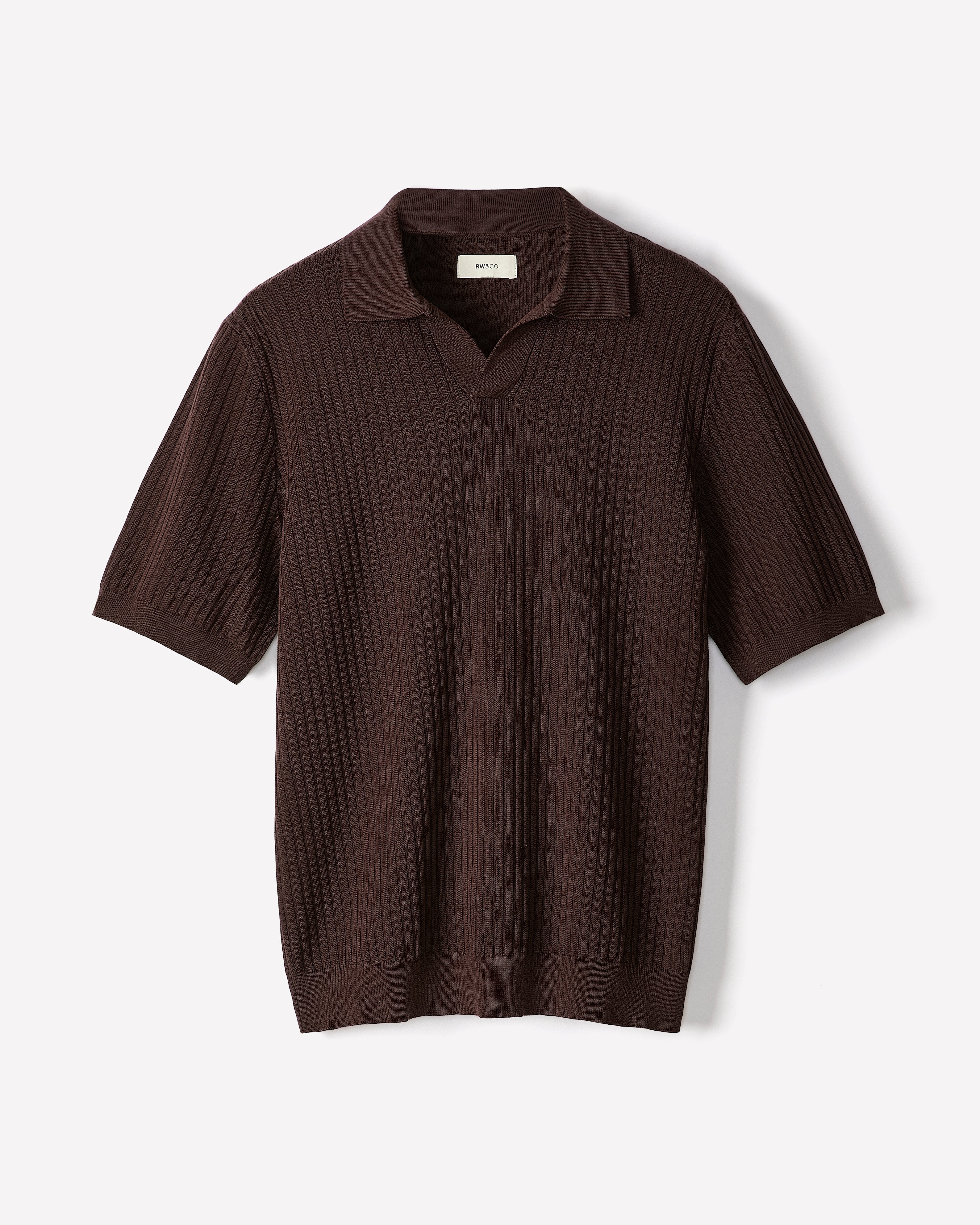 Cotton Short-Sleeve Polo with Johnny Collar rw&co Great Value Deal