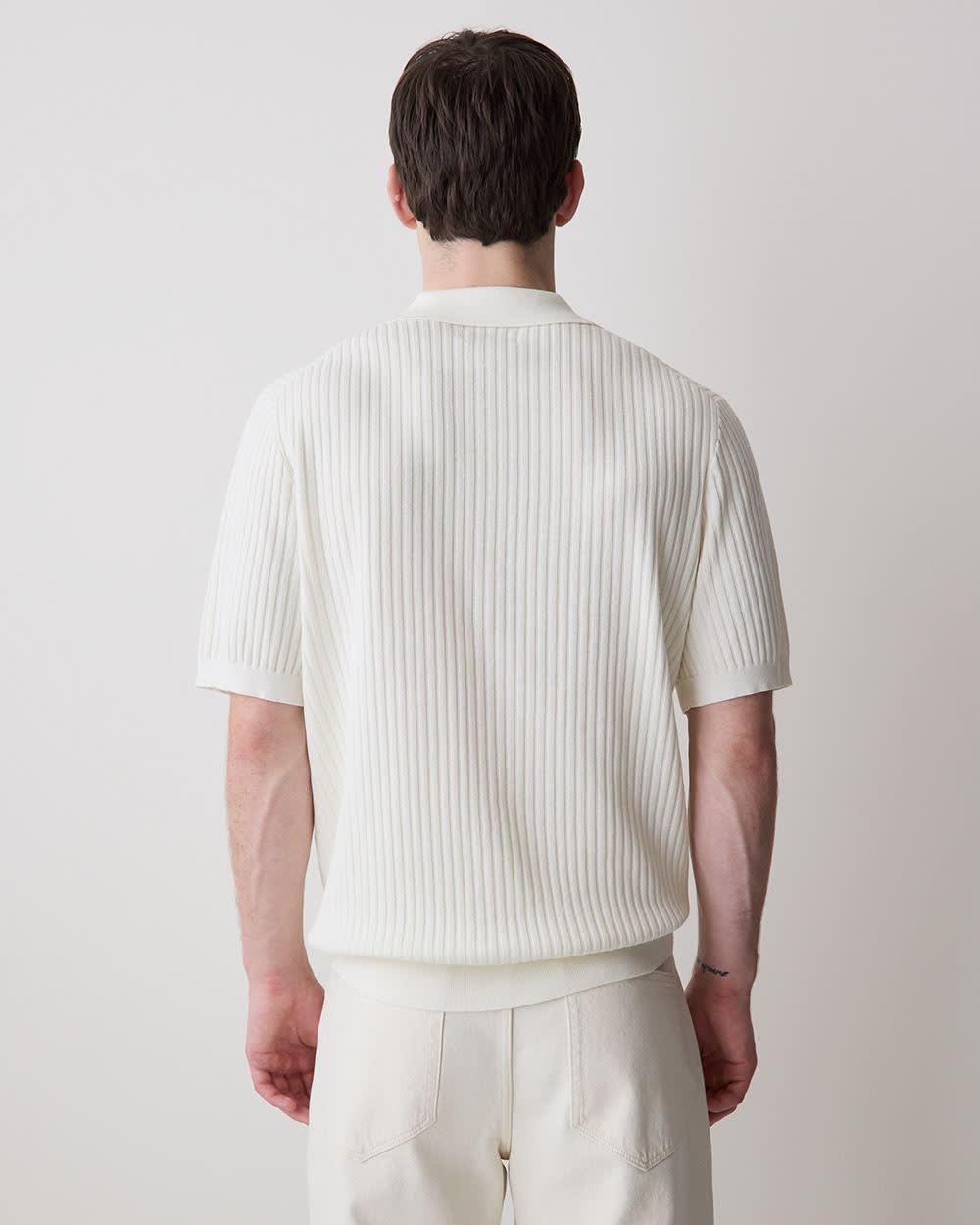 Cotton Short-Sleeve Polo with Johnny Collar rw&co Great Value Deal