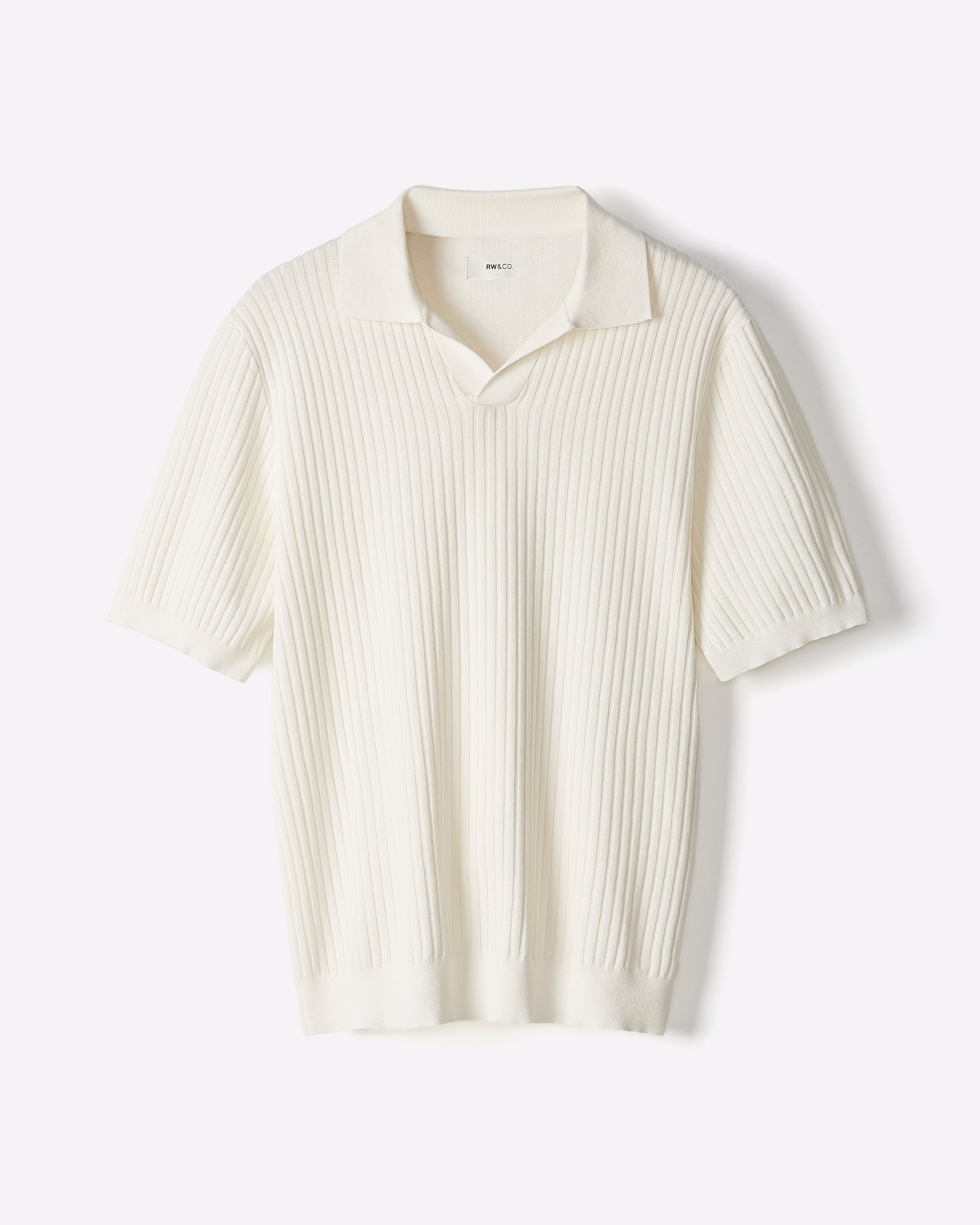 Cotton Short-Sleeve Polo with Johnny Collar rw&co Great Value Deal