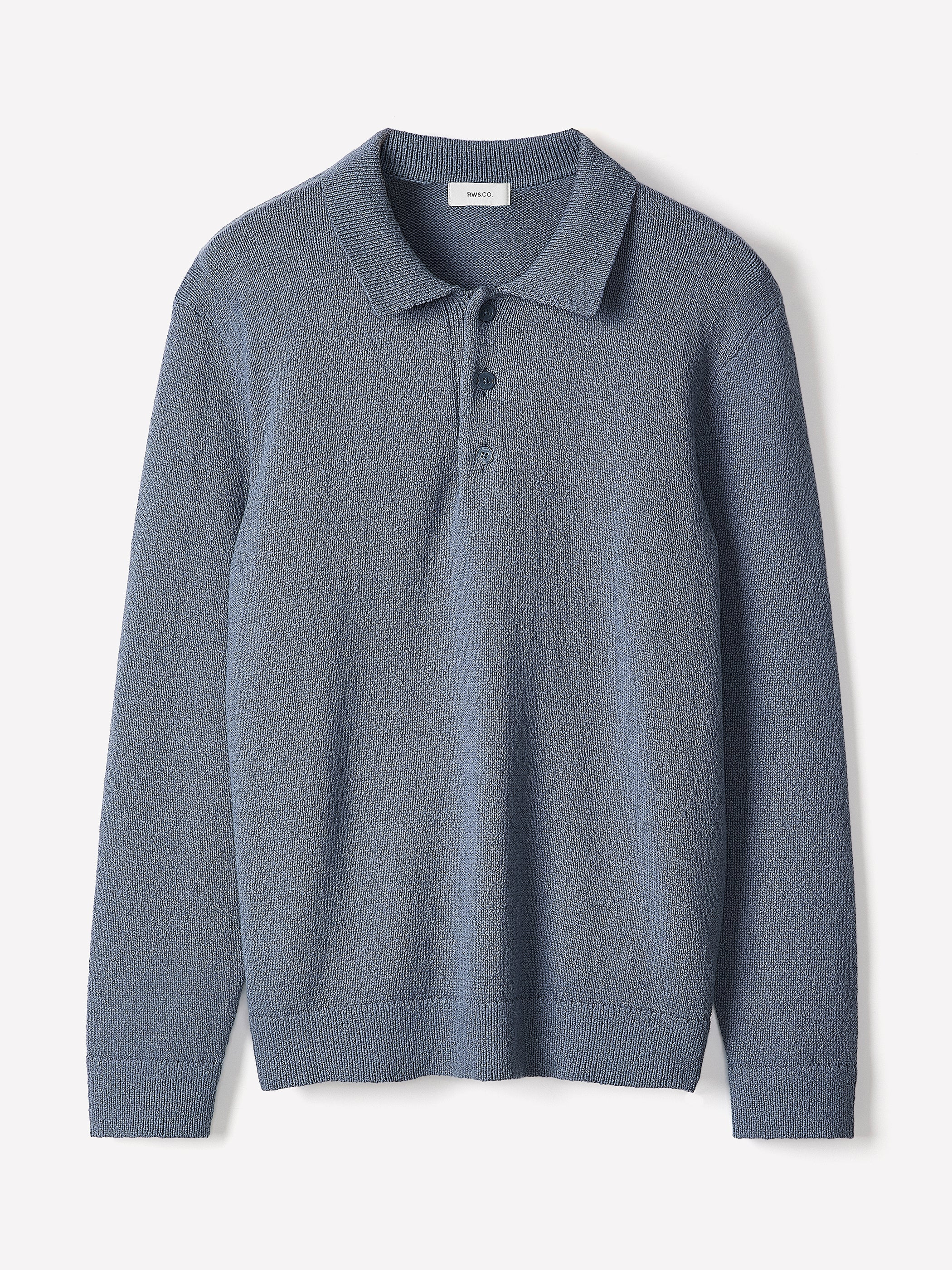 Long-Sleeve Bouclé Polo Sweater rw&co On Sale