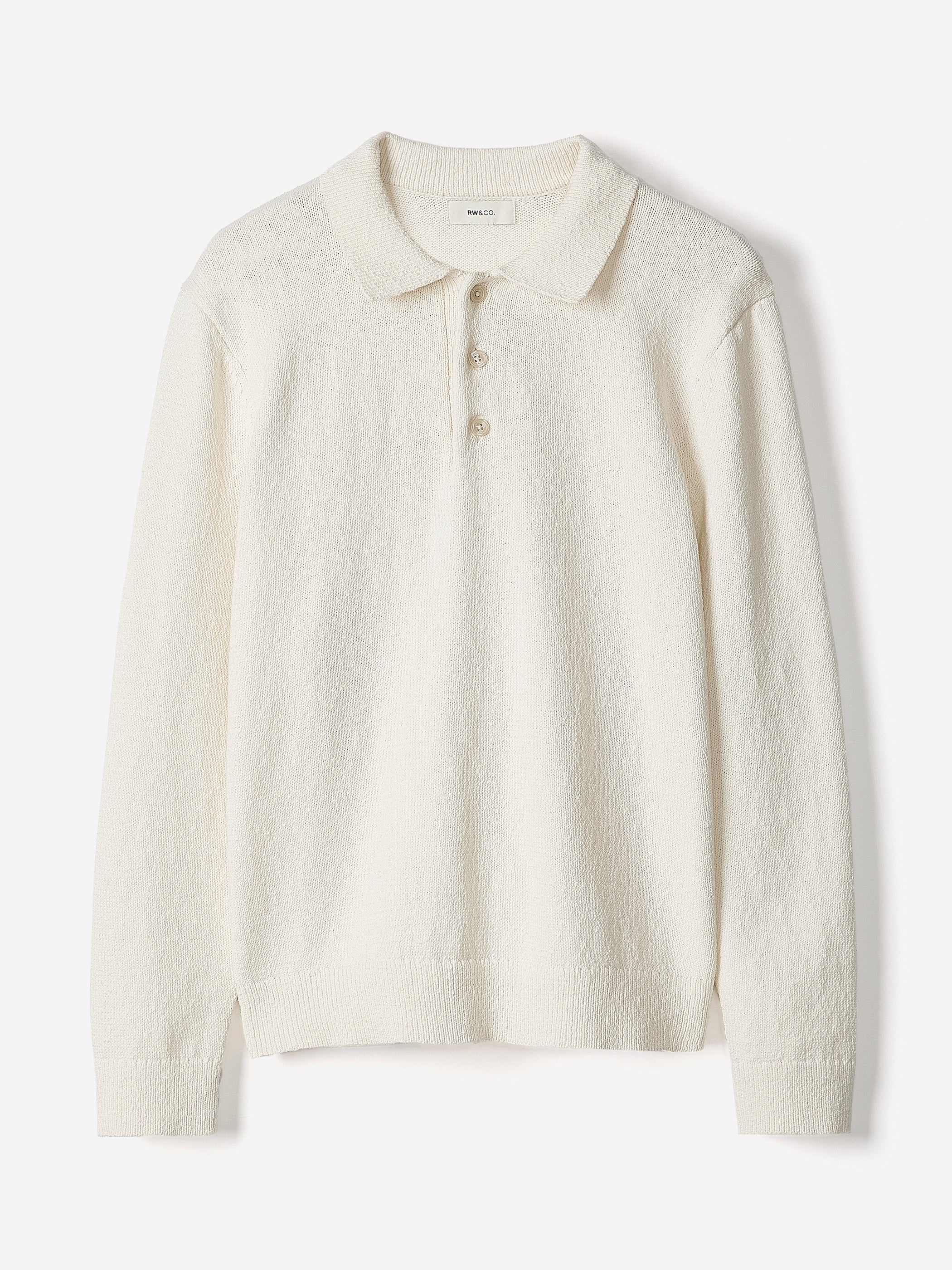 Long-Sleeve Bouclé Polo Sweater rw&co On Sale