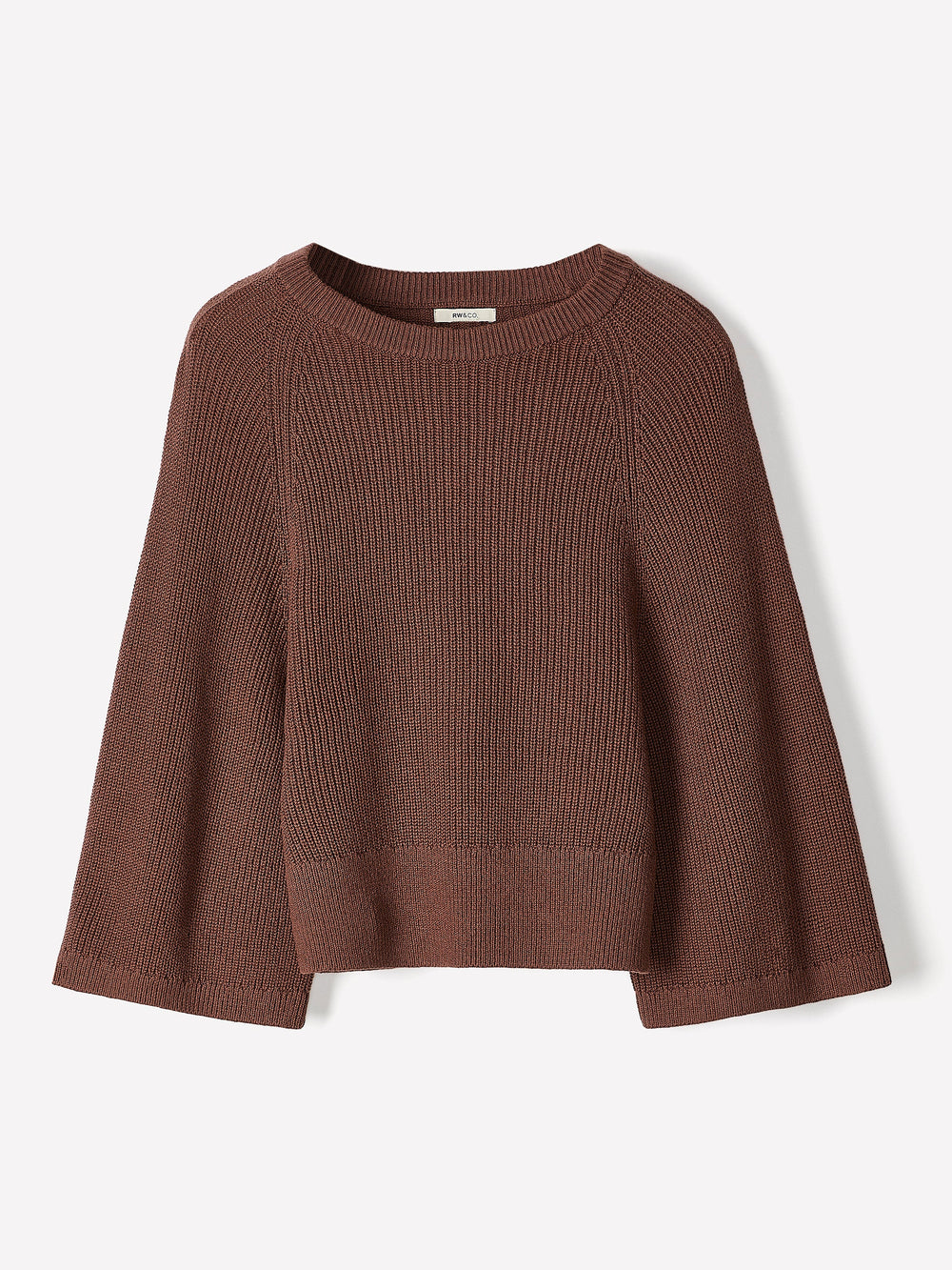 Wide-Sleeve Crew-Neck Merino-Blend Sweater rw&co Limited Time Discount