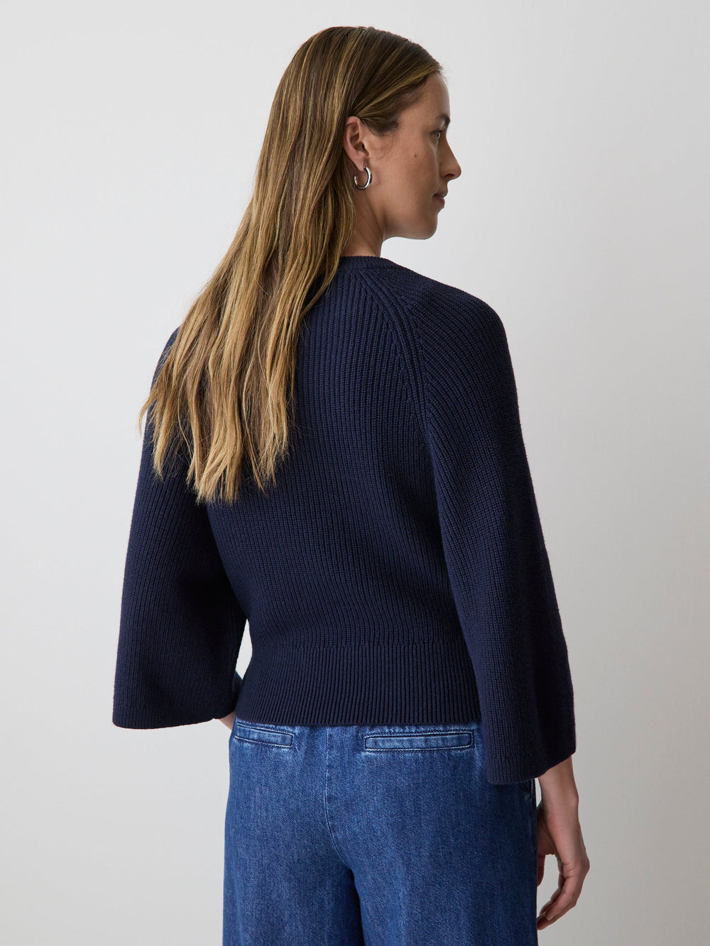 Wide-Sleeve Crew-Neck Merino-Blend Sweater rw&co Limited Time Discount
