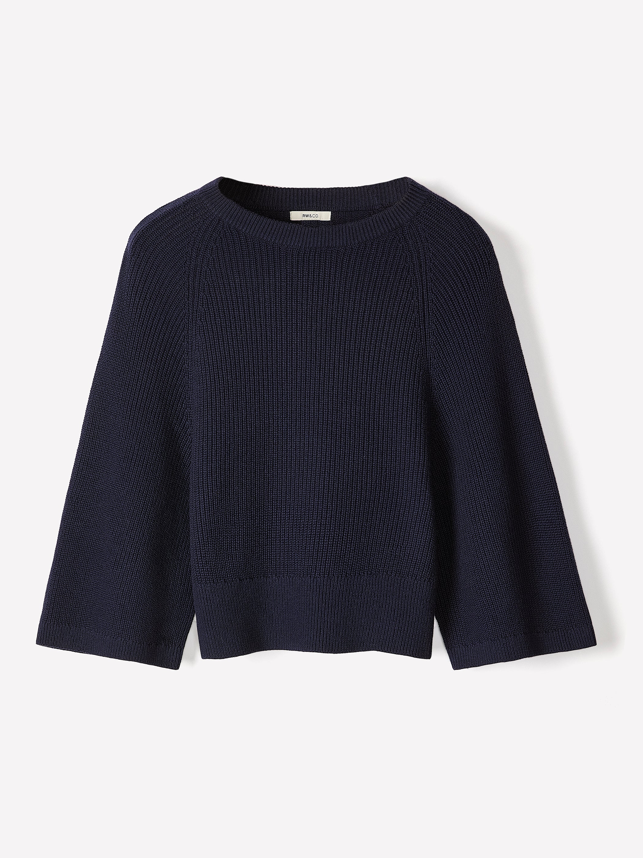 Wide-Sleeve Crew-Neck Merino-Blend Sweater rw&co Limited Time Discount