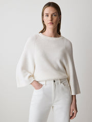 Wide-Sleeve Crew-Neck Merino-Blend Sweater rw&co Limited Time Discount