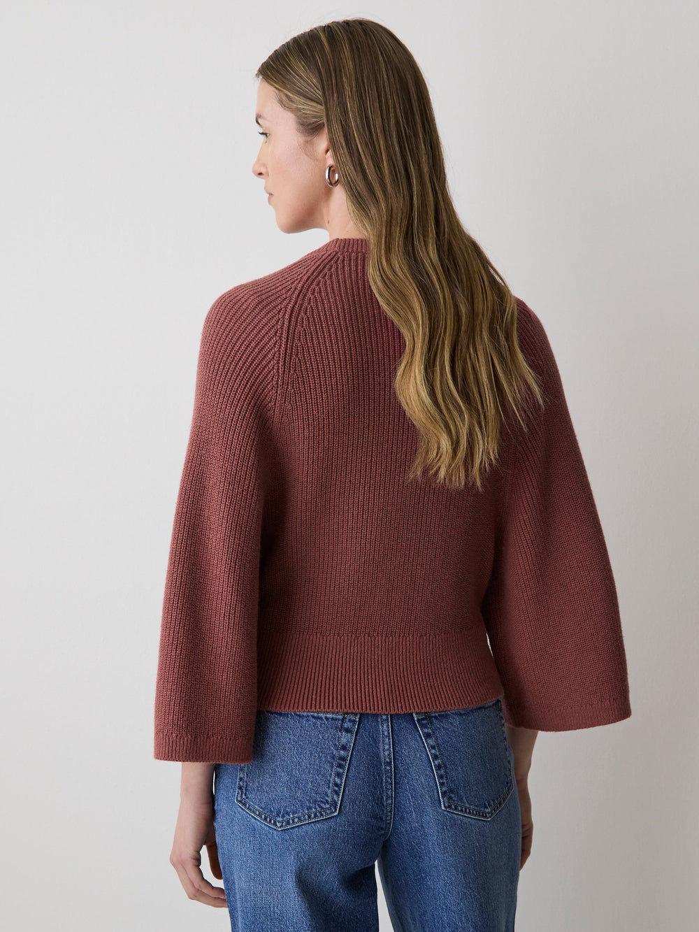 Wide-Sleeve Crew-Neck Merino-Blend Sweater rw&co Limited Time Discount