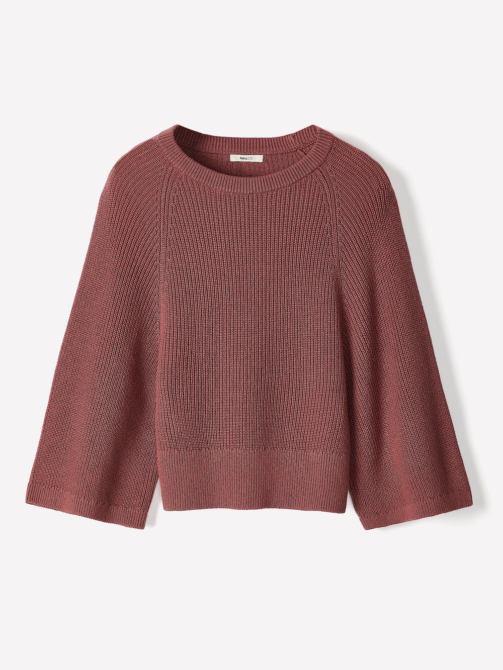 Wide-Sleeve Crew-Neck Merino-Blend Sweater rw&co Limited Time Discount