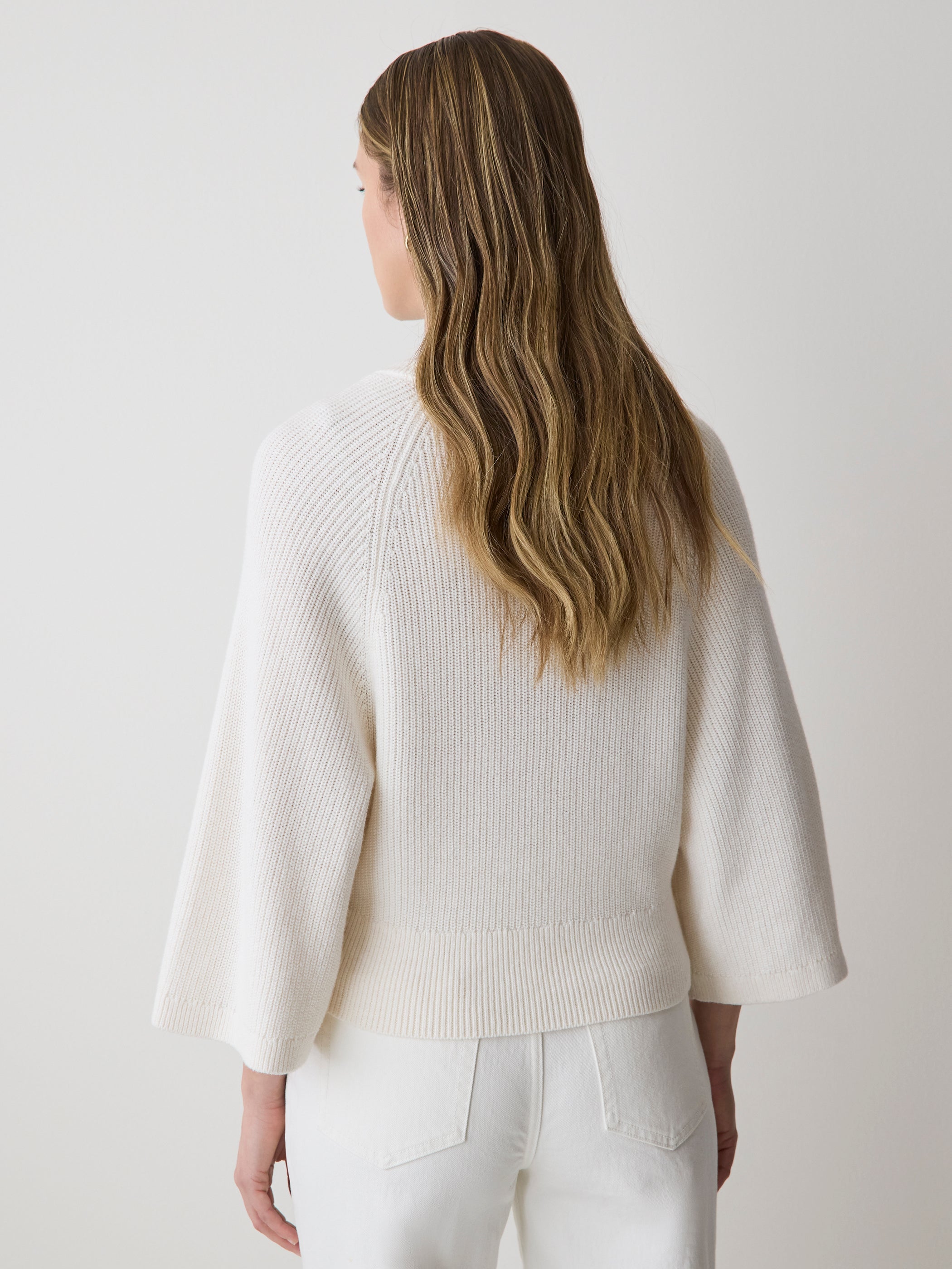 Wide-Sleeve Crew-Neck Merino-Blend Sweater rw&co Limited Time Discount