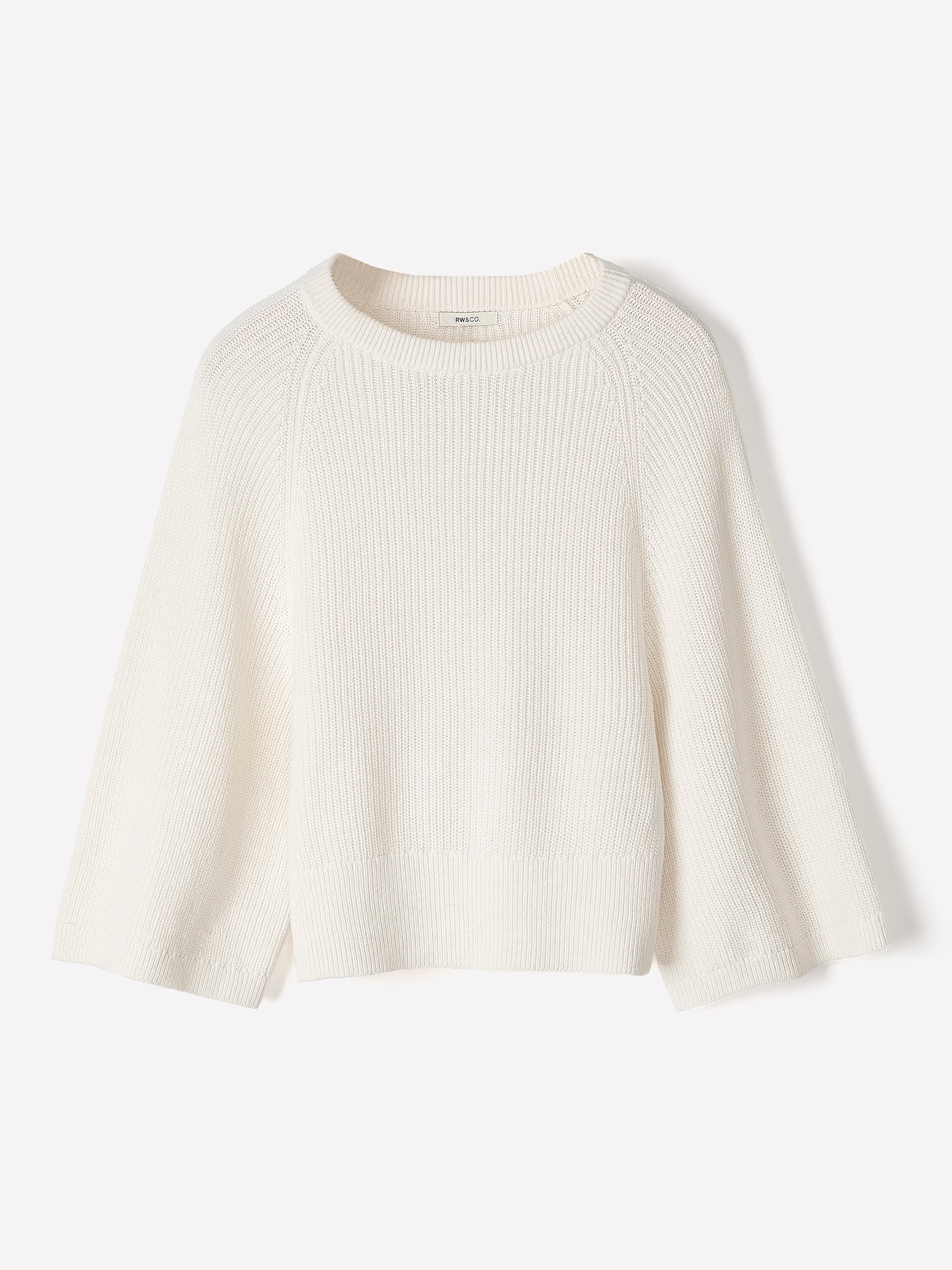 Wide-Sleeve Crew-Neck Merino-Blend Sweater rw&co Limited Time Discount