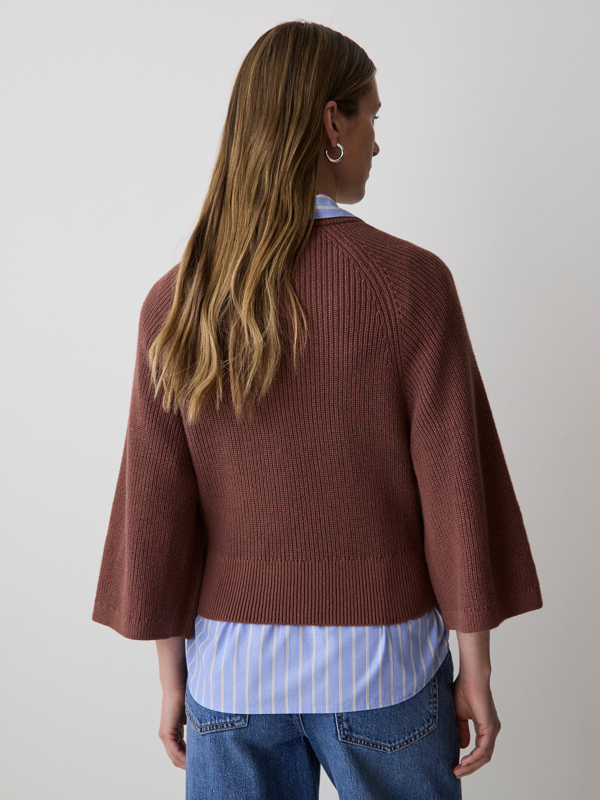 Wide-Sleeve Crew-Neck Merino-Blend Sweater rw&co Limited Time Discount
