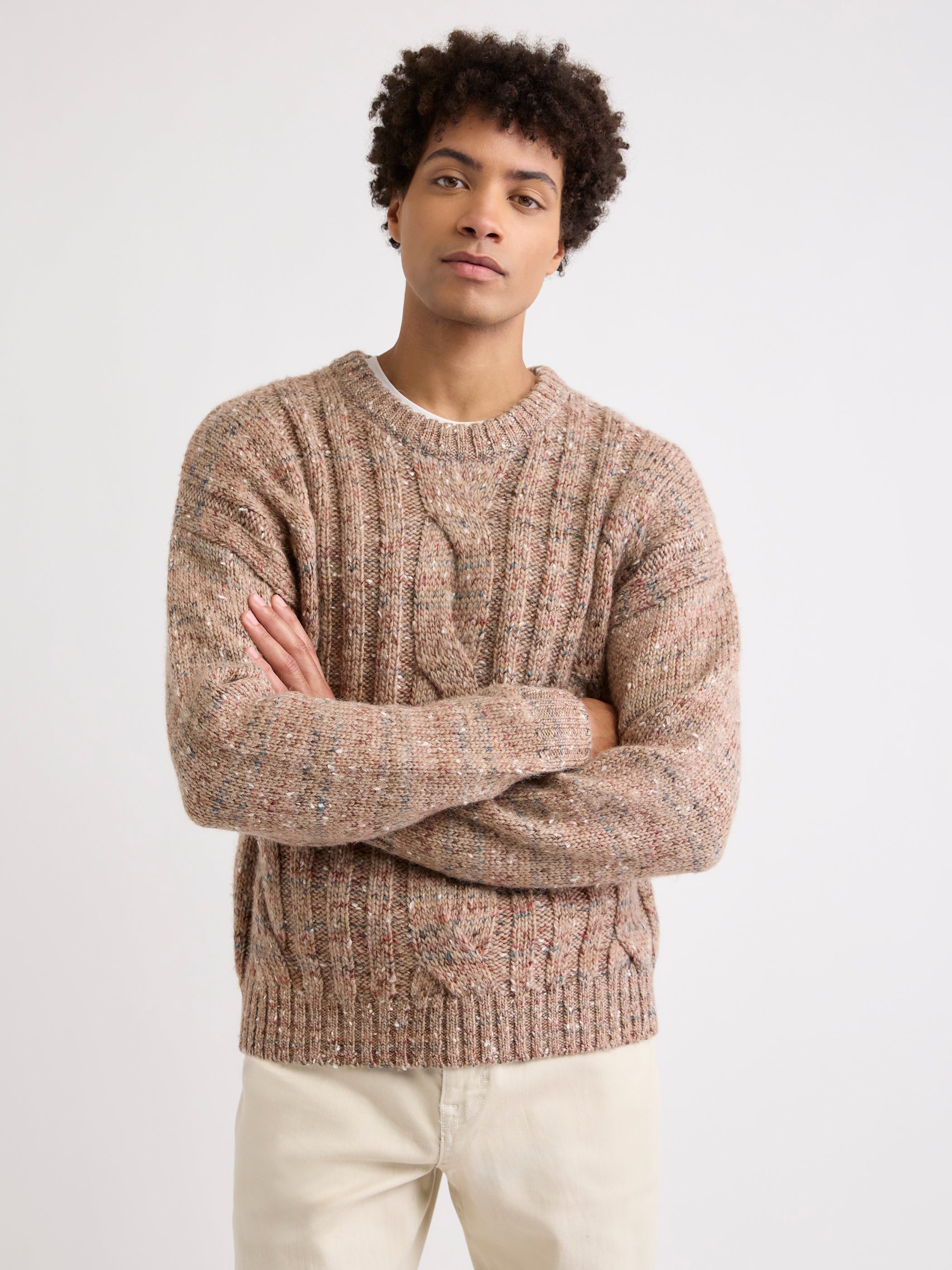 Wool Sweater with Cable Stitches rw&co Special Offer