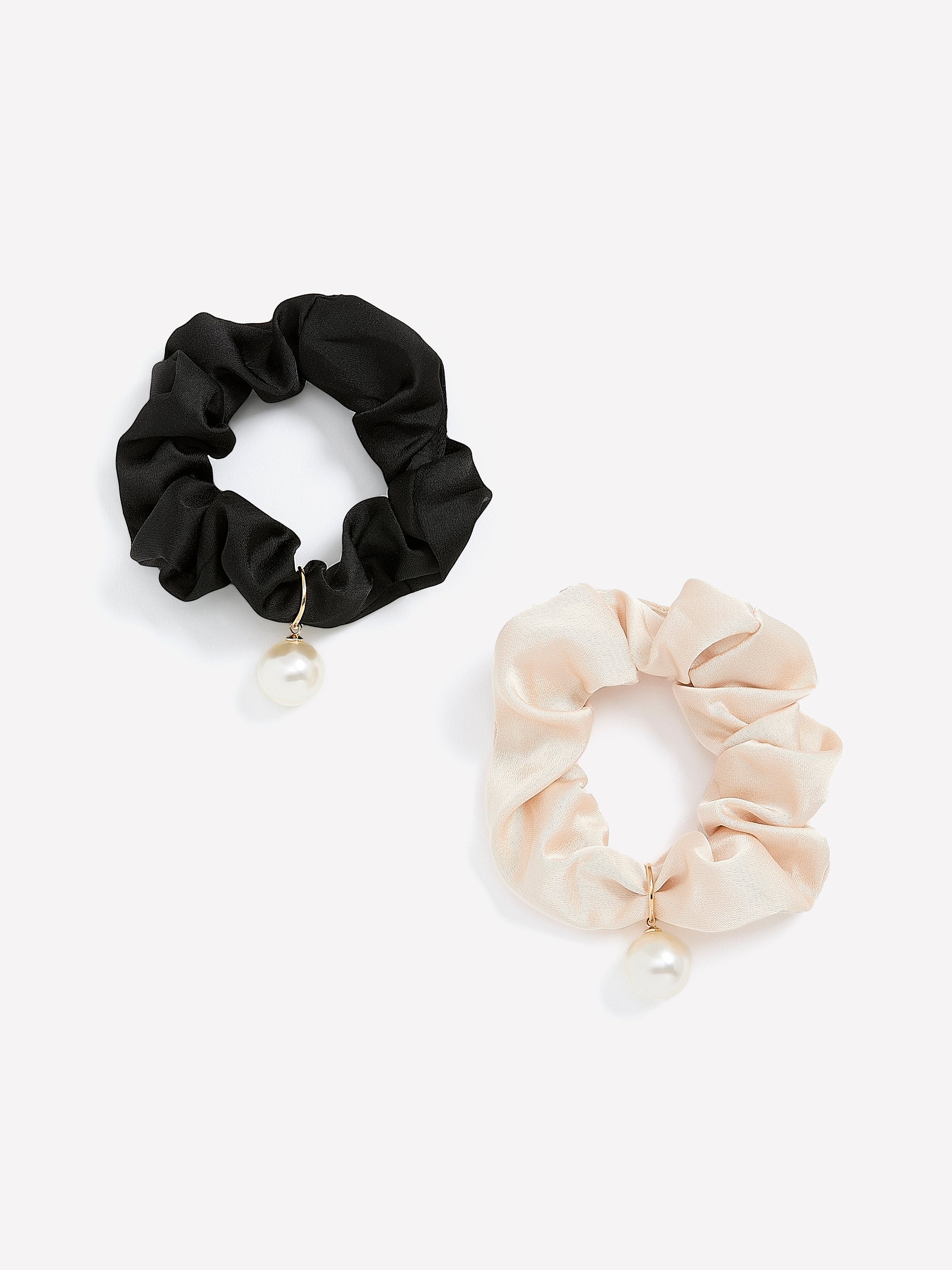 Scrunchies with Pearls - Set of 2 rw&co Limited Time Discount