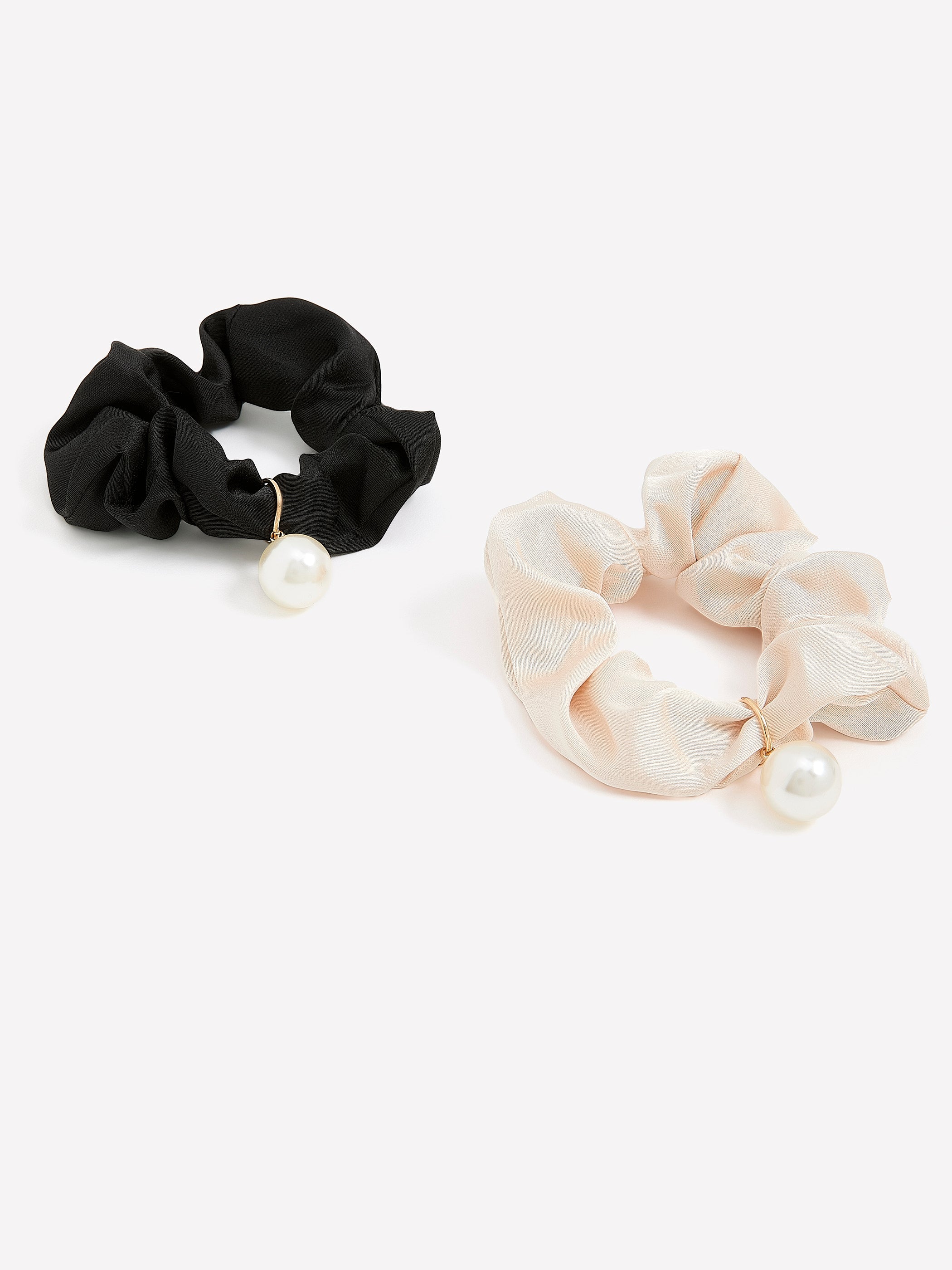 Scrunchies with Pearls - Set of 2 rw&co Limited Time Discount