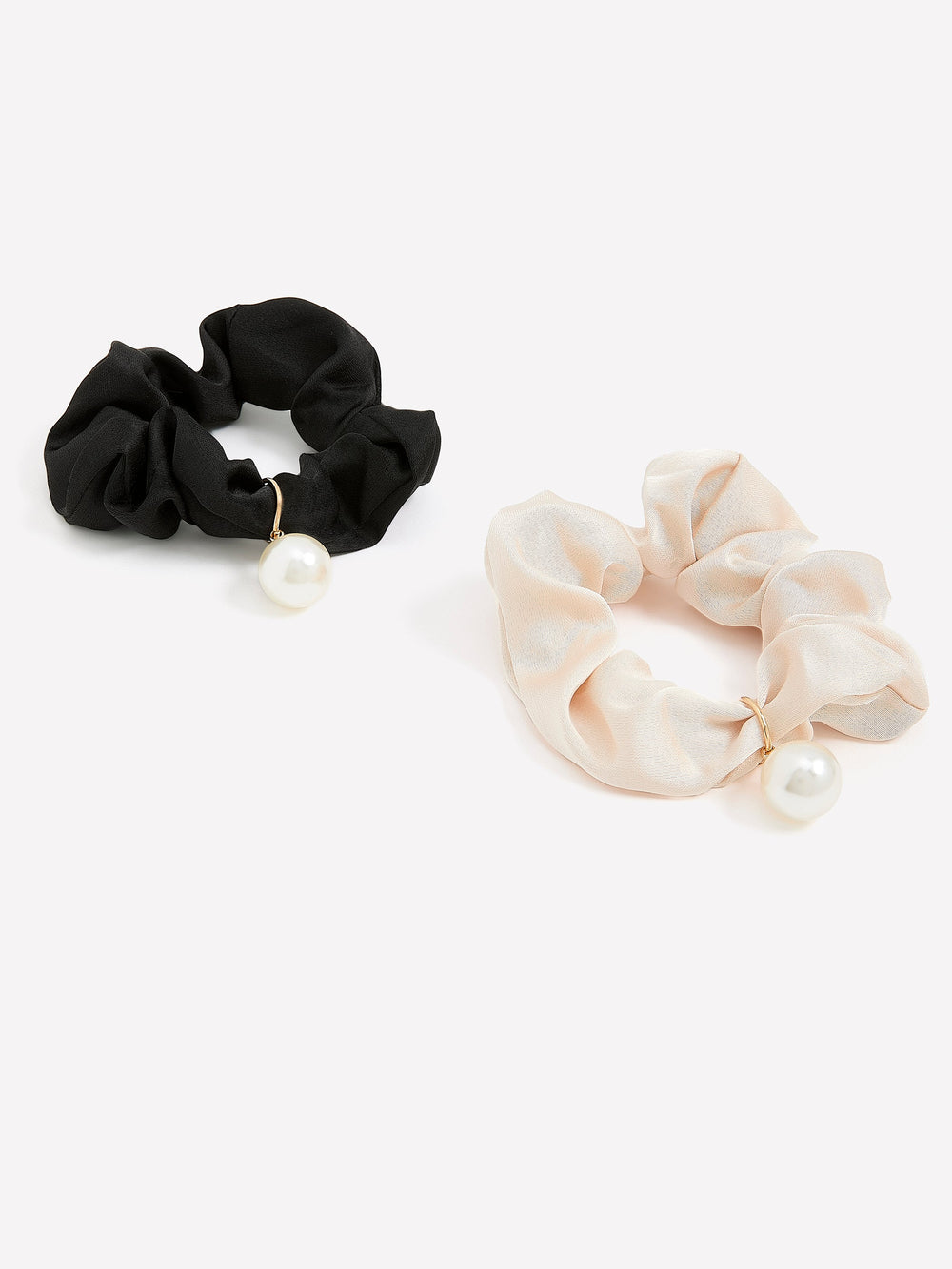 Scrunchies with Pearls - Set of 2 rw&co Limited Time Discount