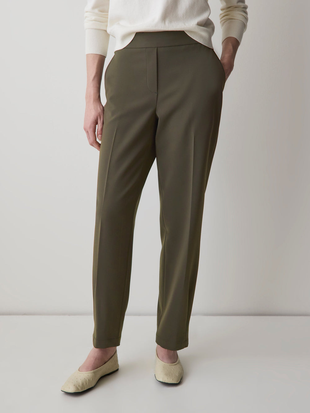 Mid-Rise Tapered-Leg Flowy Jogger Pant rw&co Limited Time Discount