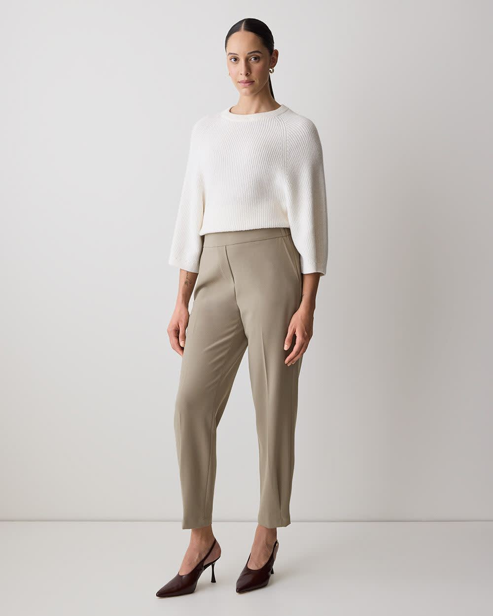 Mid-Rise Tapered-Leg Flowy Jogger Pant rw&co Limited Time Discount