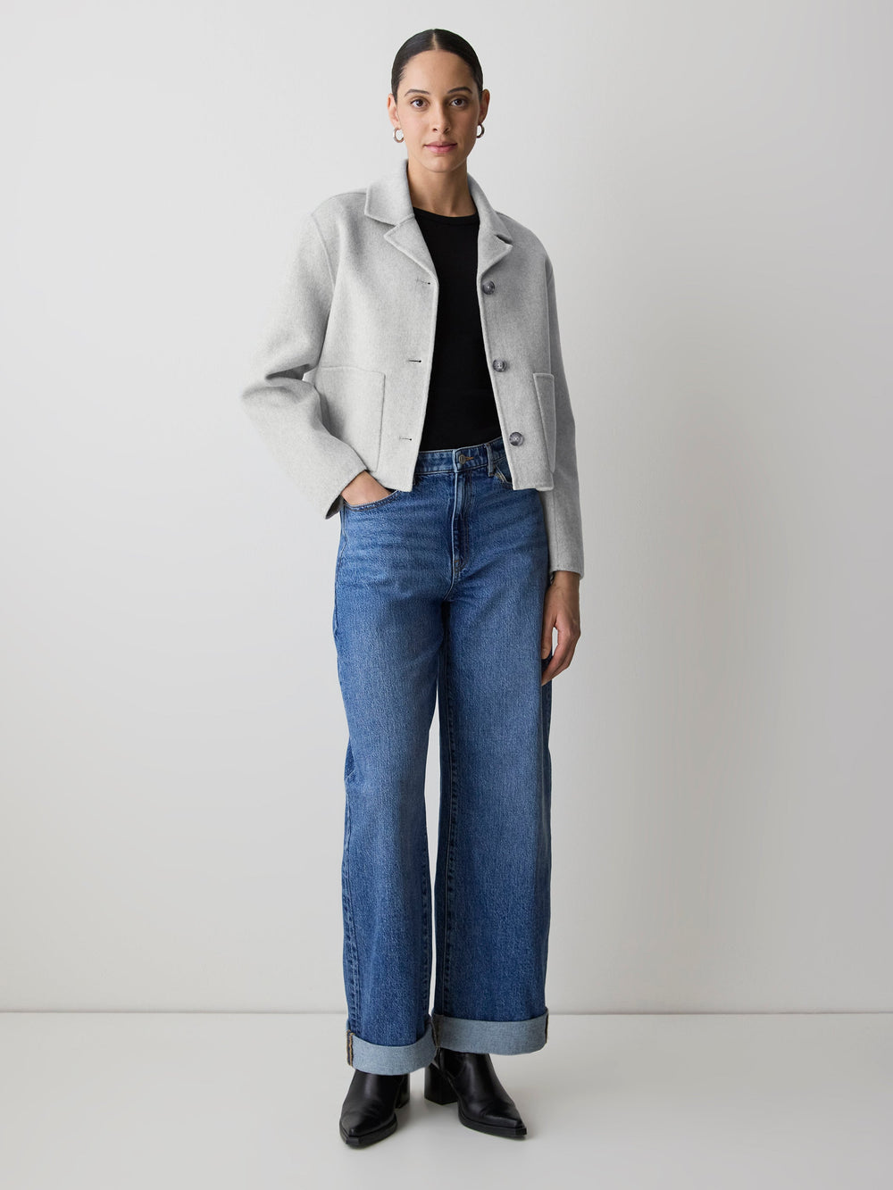 Double Face Wool-Blend Transitional Coat rw&co Great Value Deal