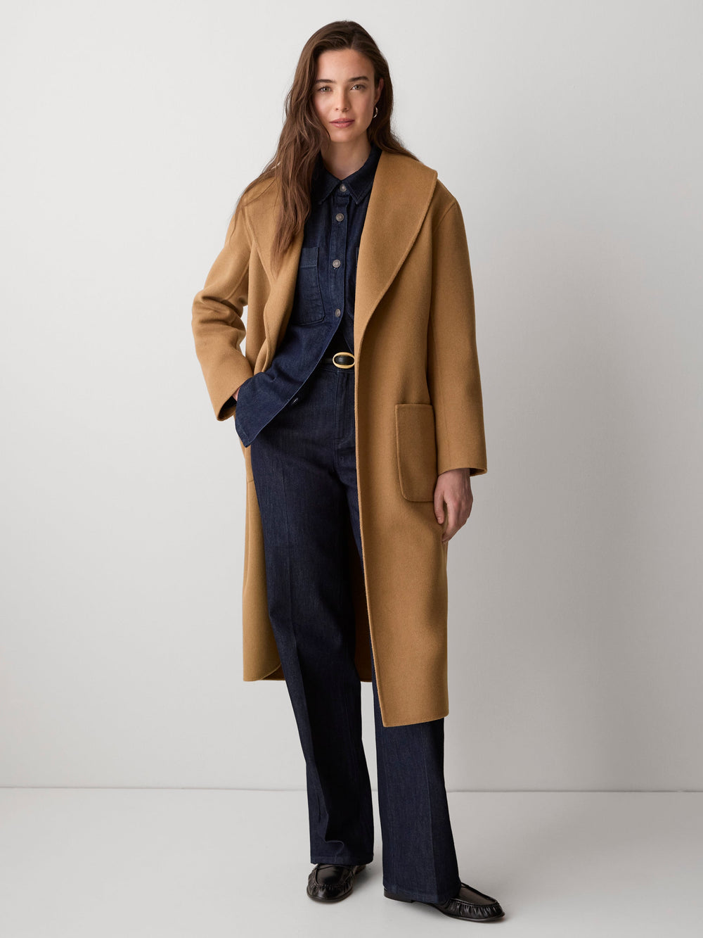 Double Face Long Coat with Belt rw&co Limited Time Discount