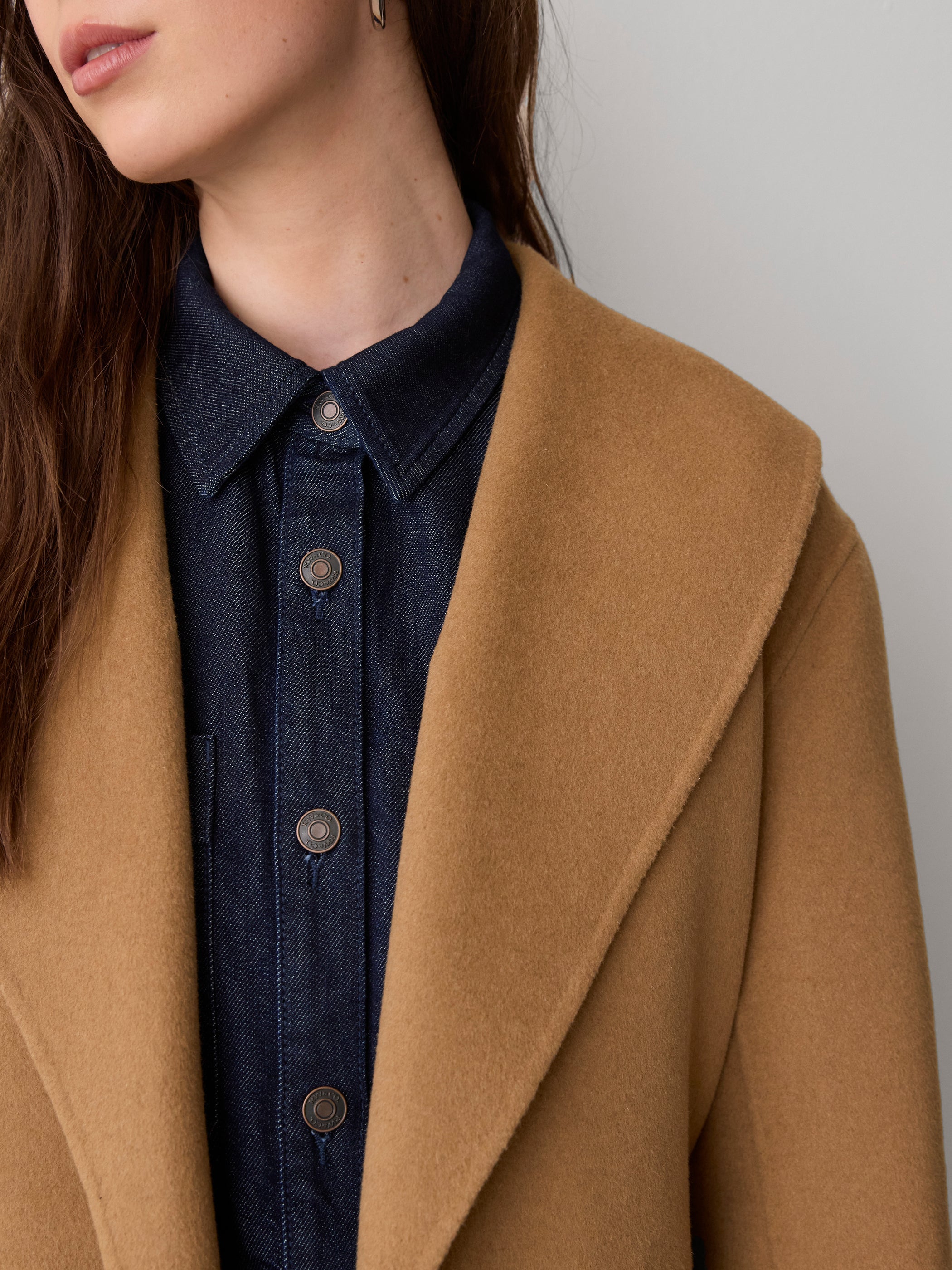 Double Face Long Coat with Belt rw&co Limited Time Discount