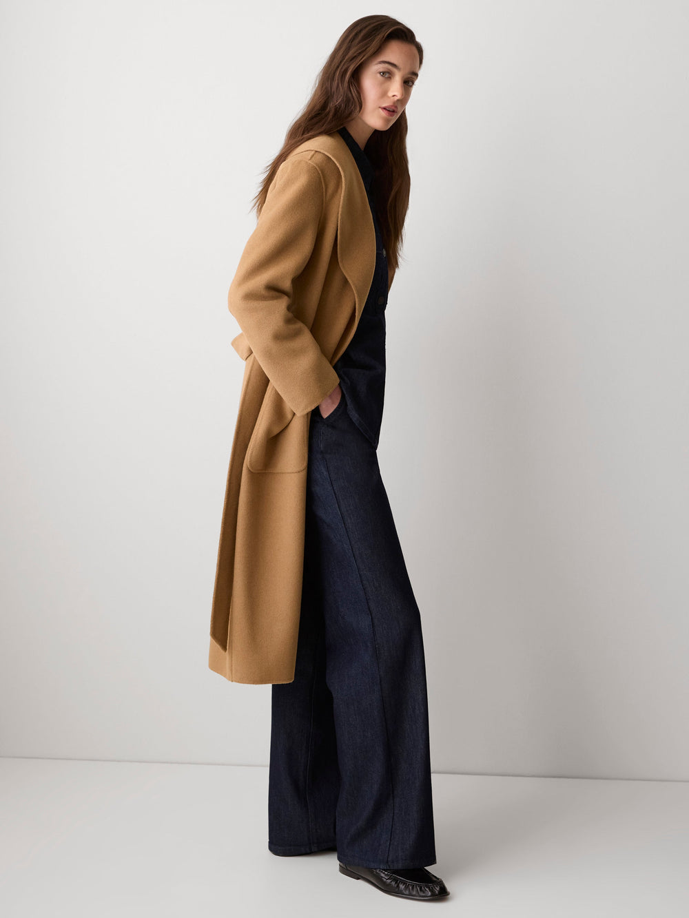 Double Face Long Coat with Belt rw&co Limited Time Discount