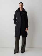 Double-Breasted Twill Trench Coat with Belt rw&co On Sale