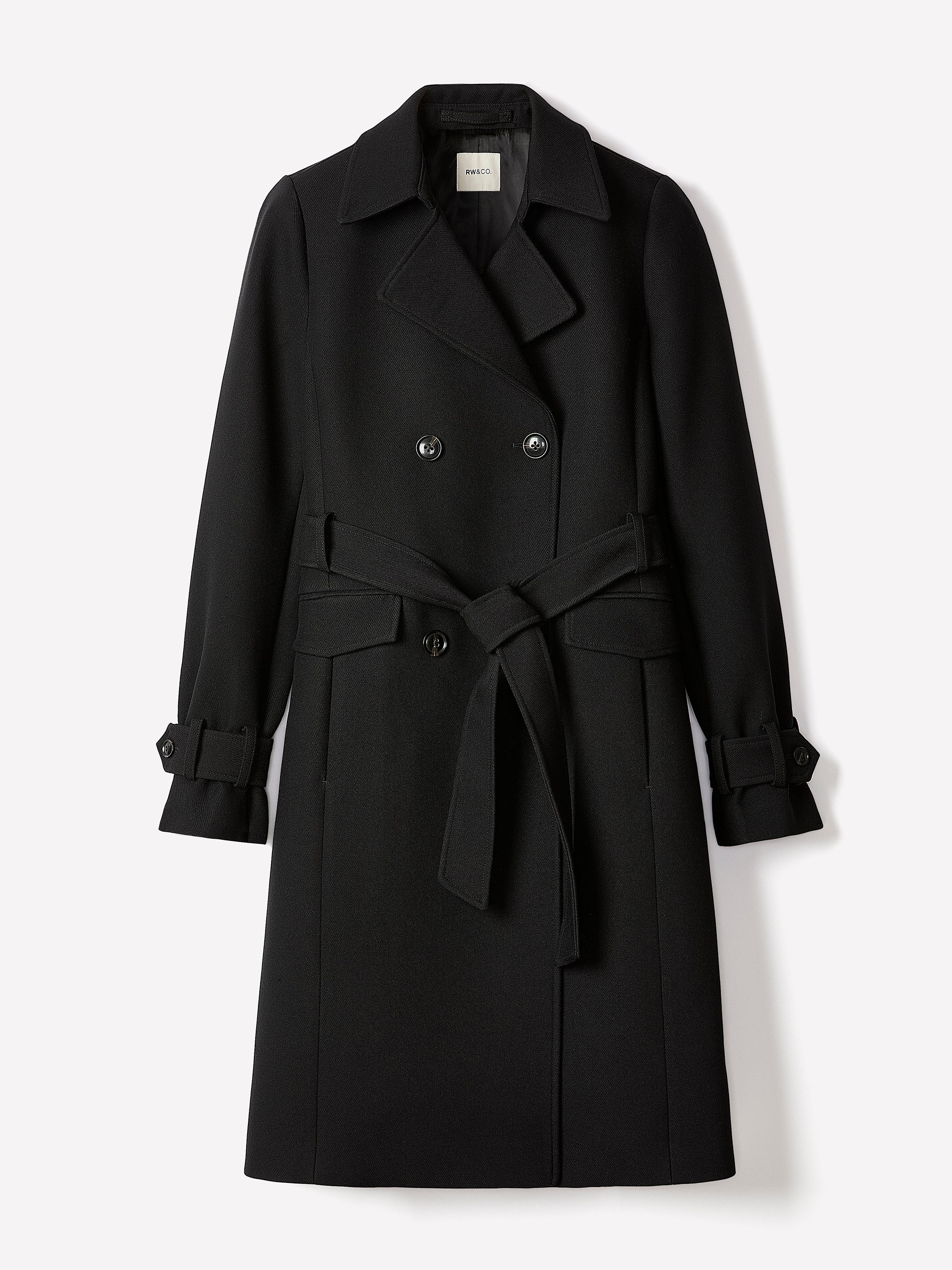 Double-Breasted Twill Trench Coat with Belt rw&co On Sale