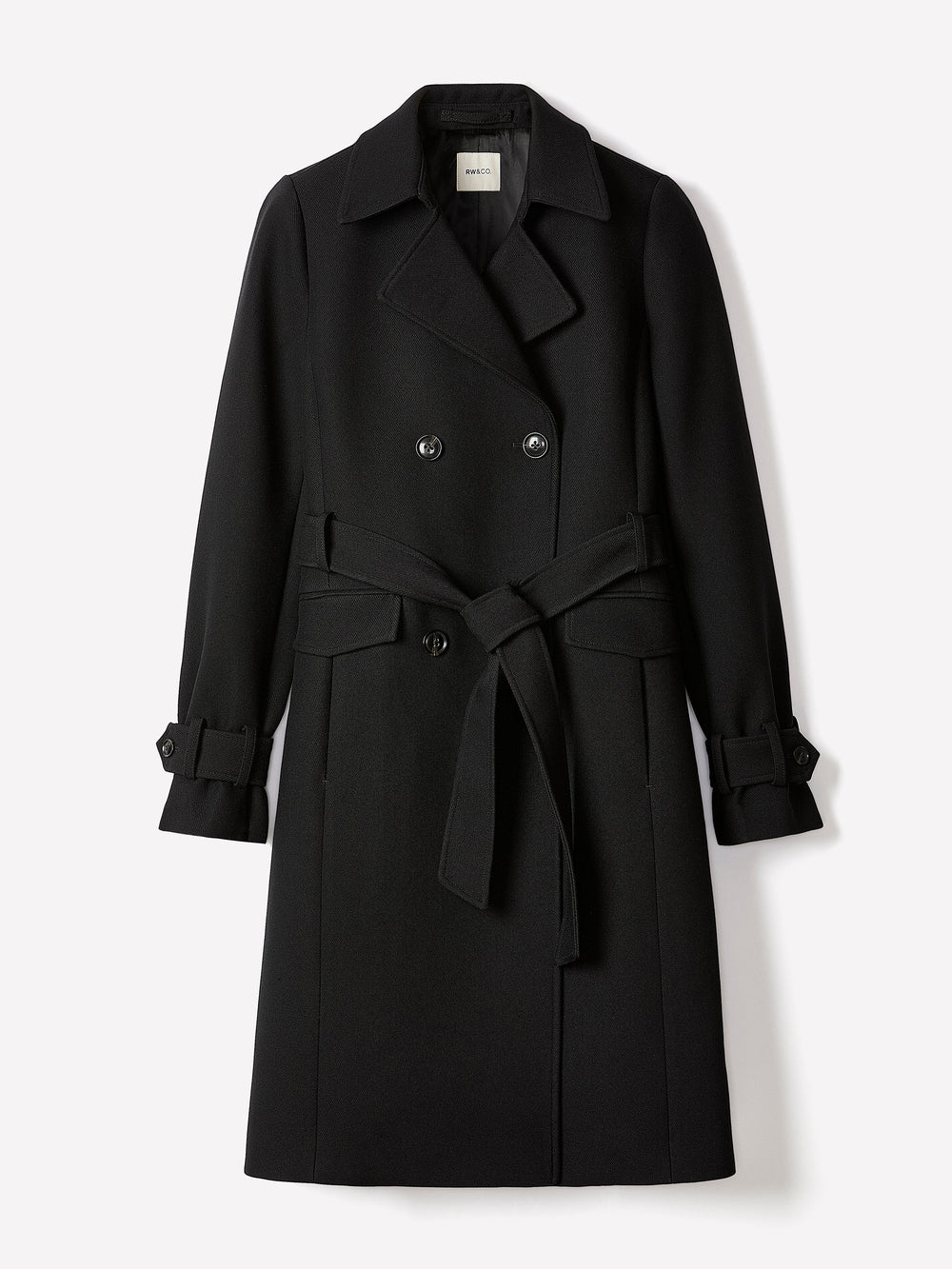 Double-Breasted Twill Trench Coat with Belt rw&co On Sale