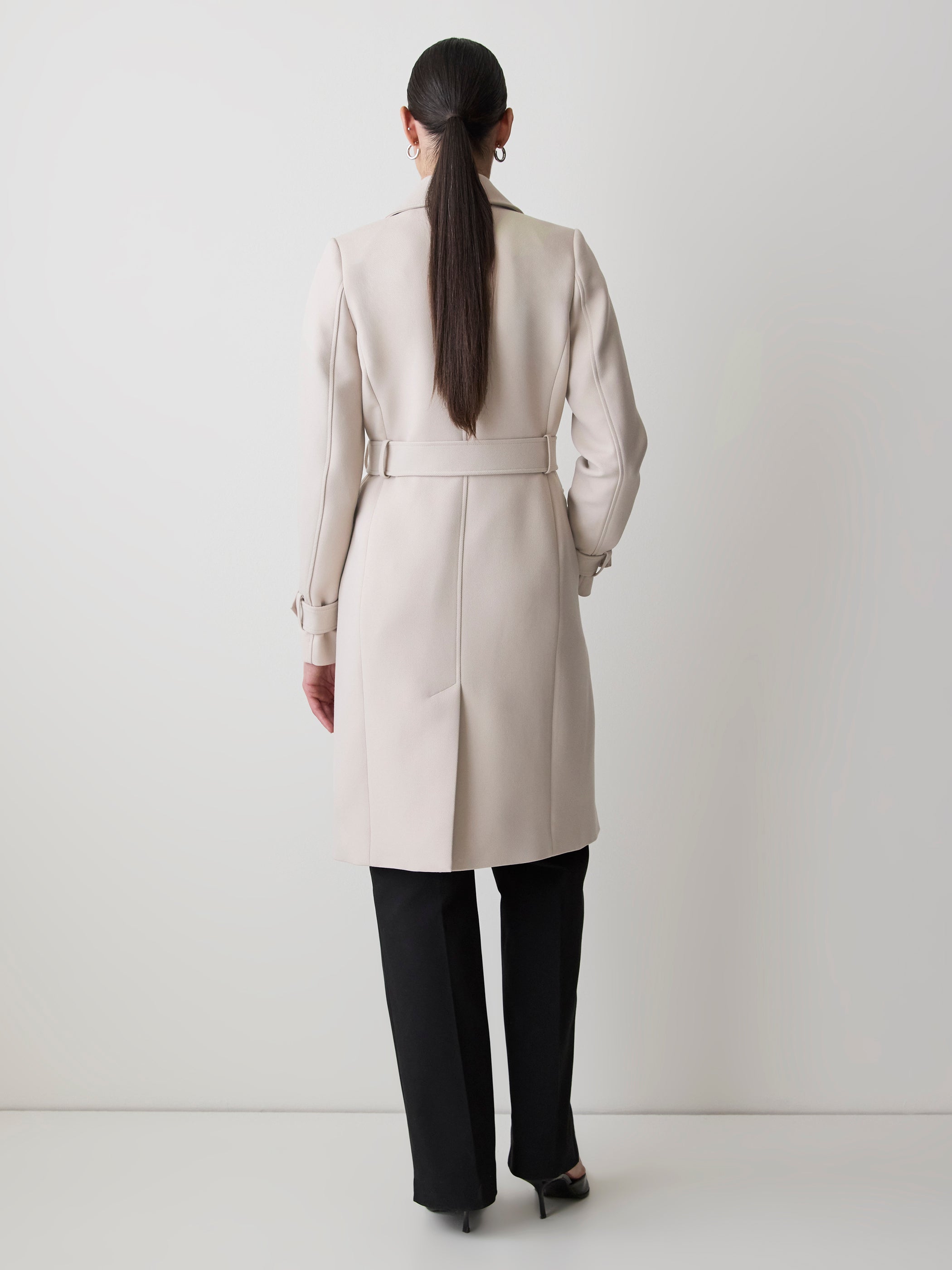 Double-Breasted Twill Trench Coat with Belt rw&co On Sale