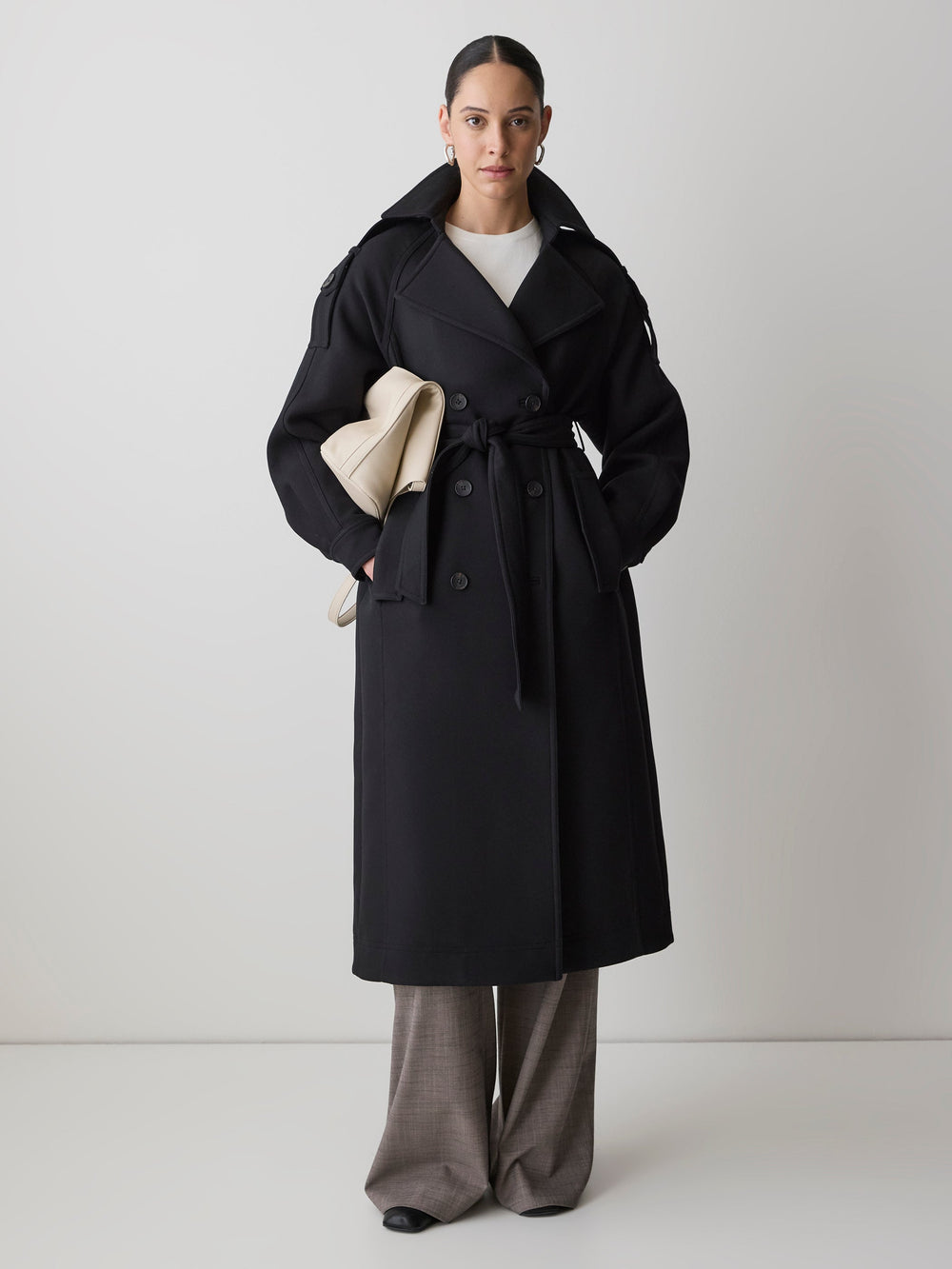Double-Breasted Trench Coat with Belt rw&co Limited Time Discount