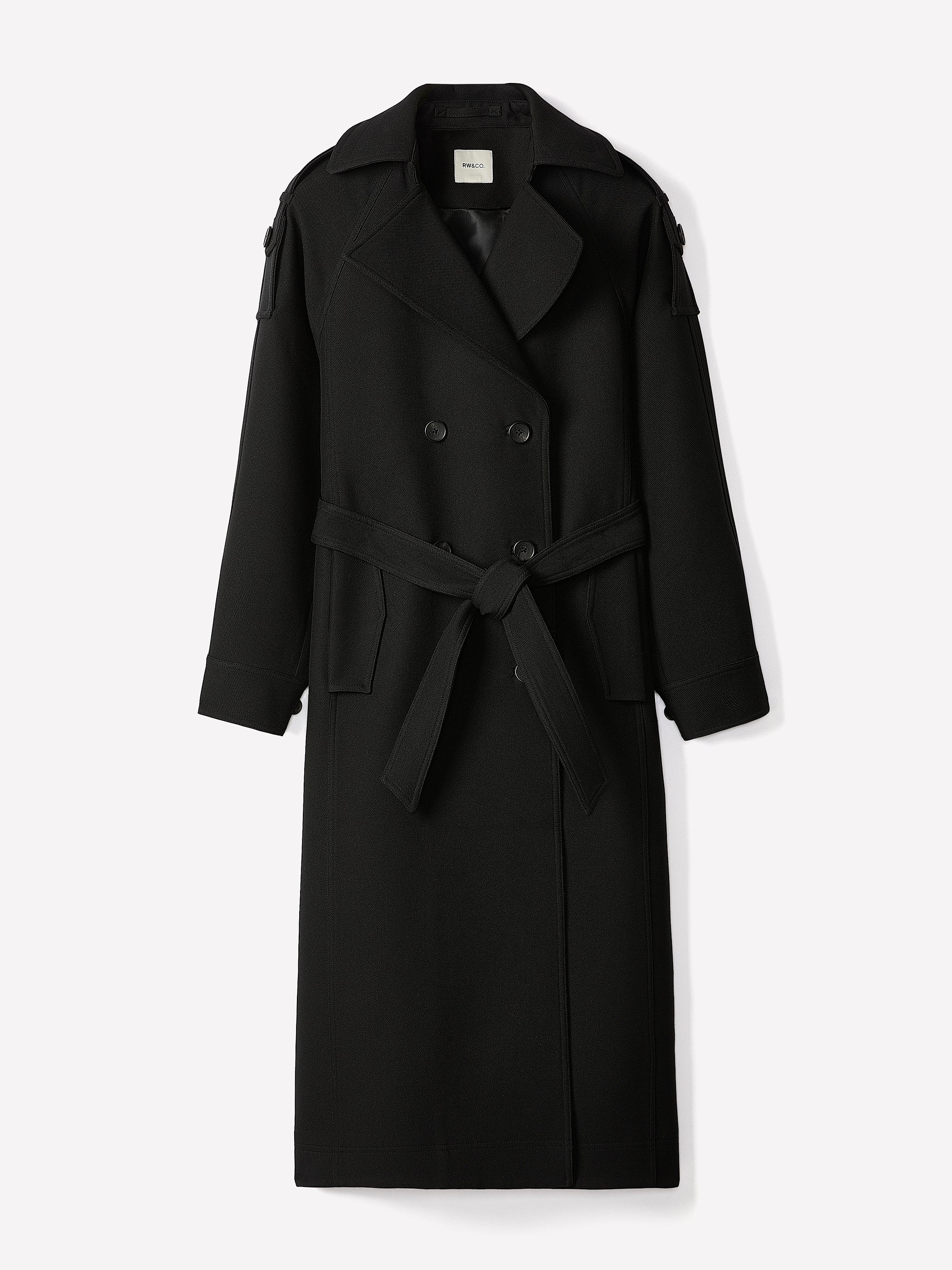 Double-Breasted Trench Coat with Belt rw&co Limited Time Discount