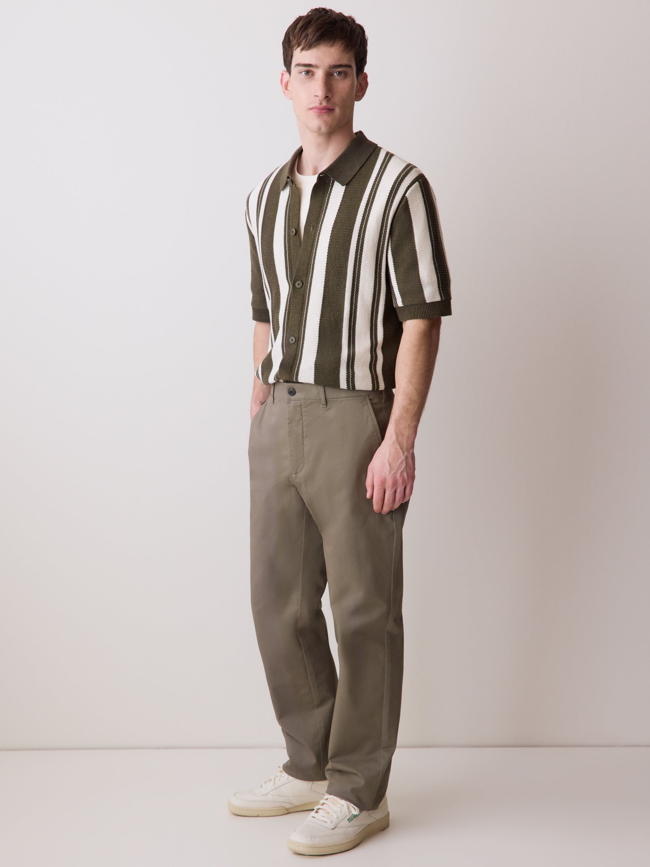 Short-Sleeve Shirt Sweater with Vertical Stripes rw&co Great Value Deal