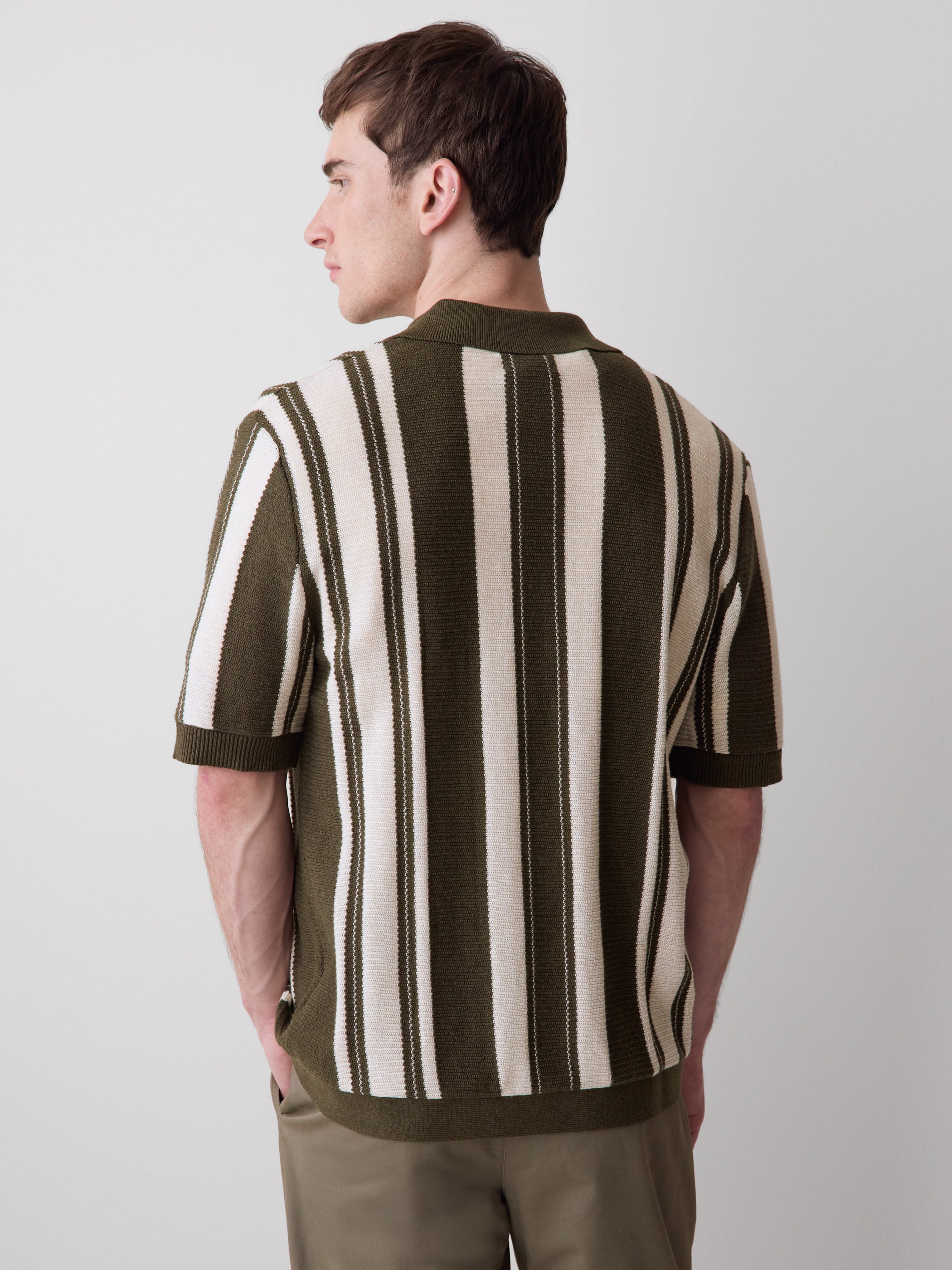 Short-Sleeve Shirt Sweater with Vertical Stripes rw&co Great Value Deal