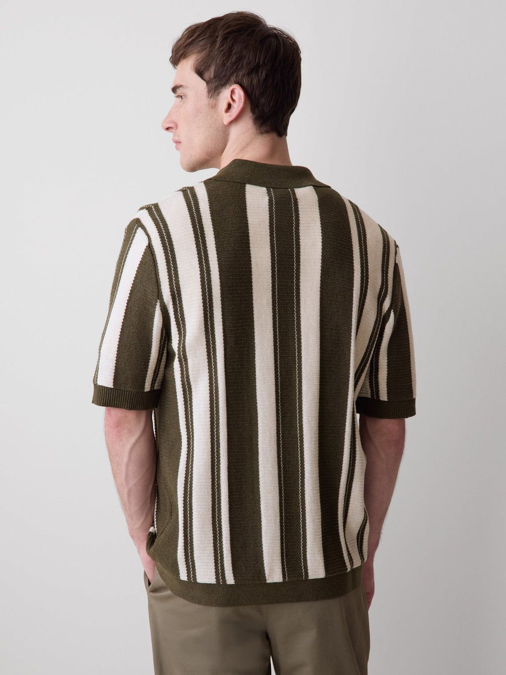 Short-Sleeve Shirt Sweater with Vertical Stripes rw&co Great Value Deal