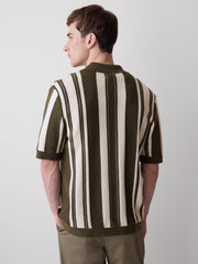 Short-Sleeve Shirt Sweater with Vertical Stripes rw&co Great Value Deal
