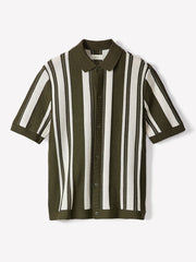 Short-Sleeve Shirt Sweater with Vertical Stripes rw&co Great Value Deal