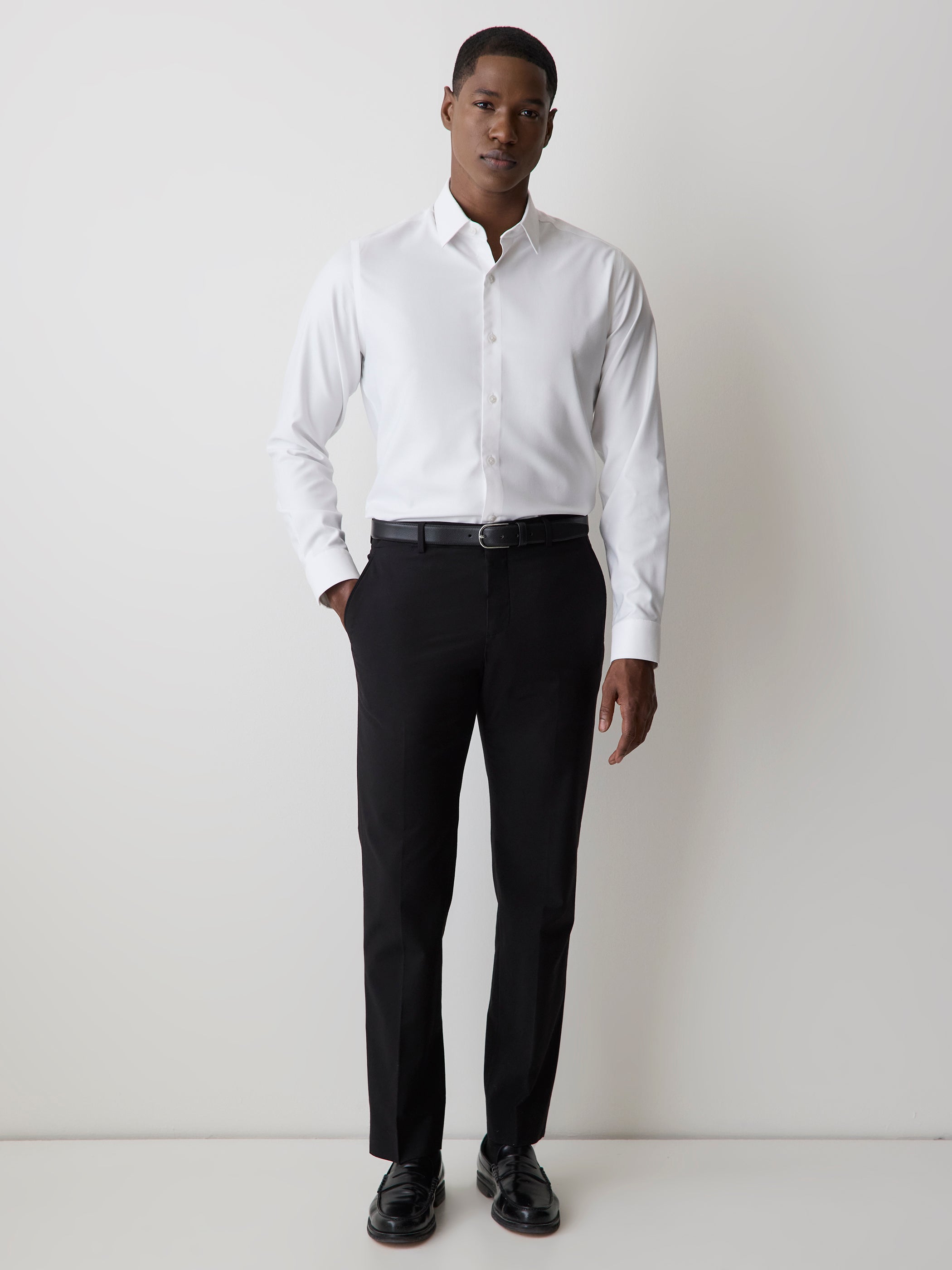 Slim Fit Knit-Like Dress Shirt rw&co On Sale