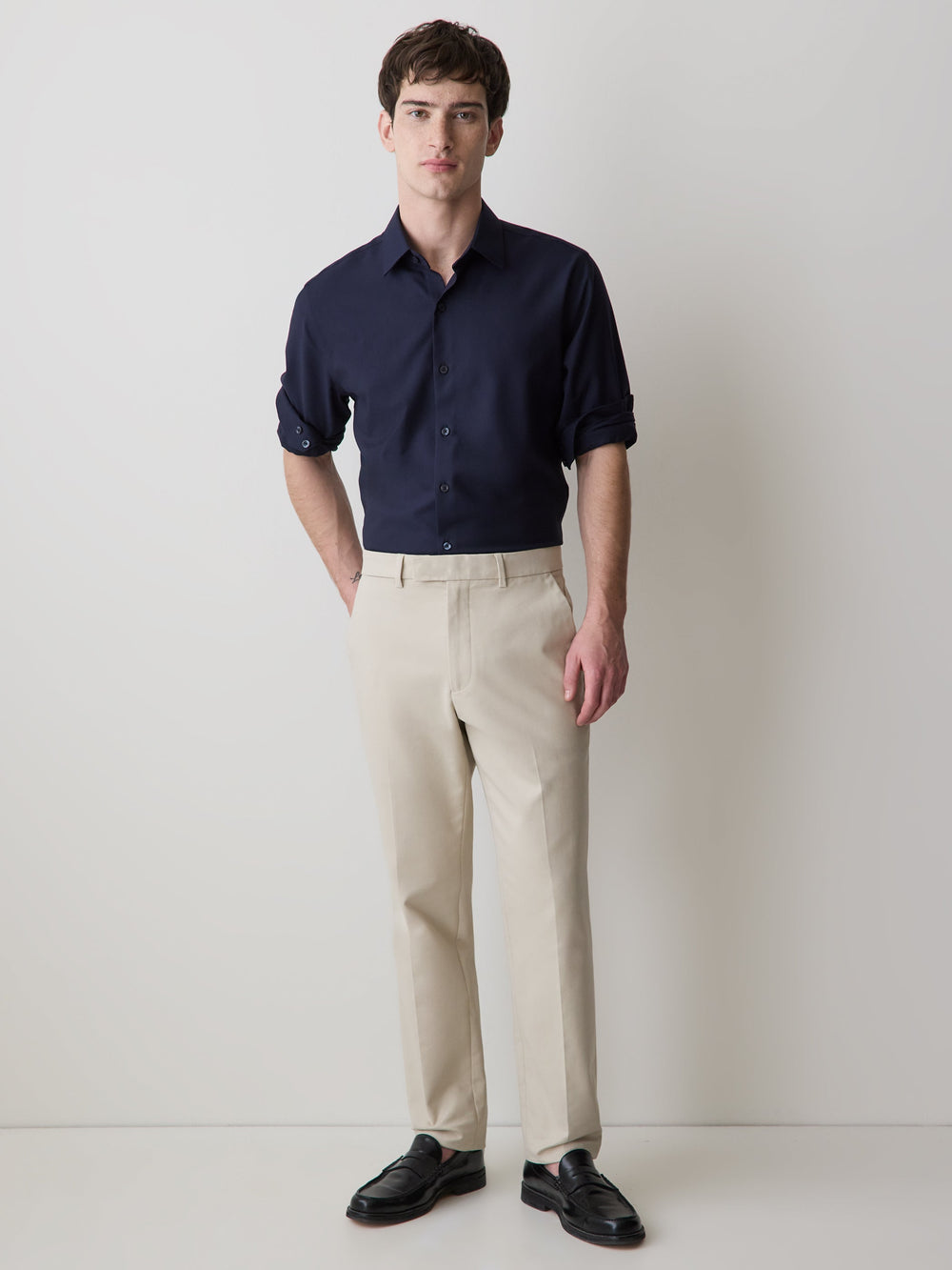 Slim Fit Knit-Like Dress Shirt rw&co Great Value Deal