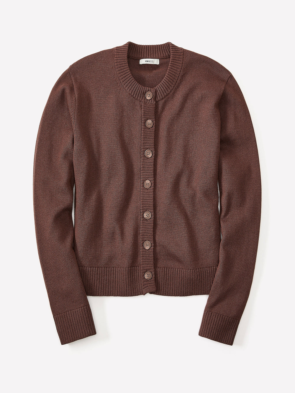 Wool-Blend Long-Sleeve Crew-Neck Cardigan rw&co Special Offer