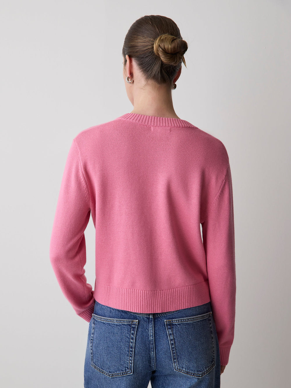 Wool-Blend Long-Sleeve Crew-Neck Cardigan rw&co Special Offer