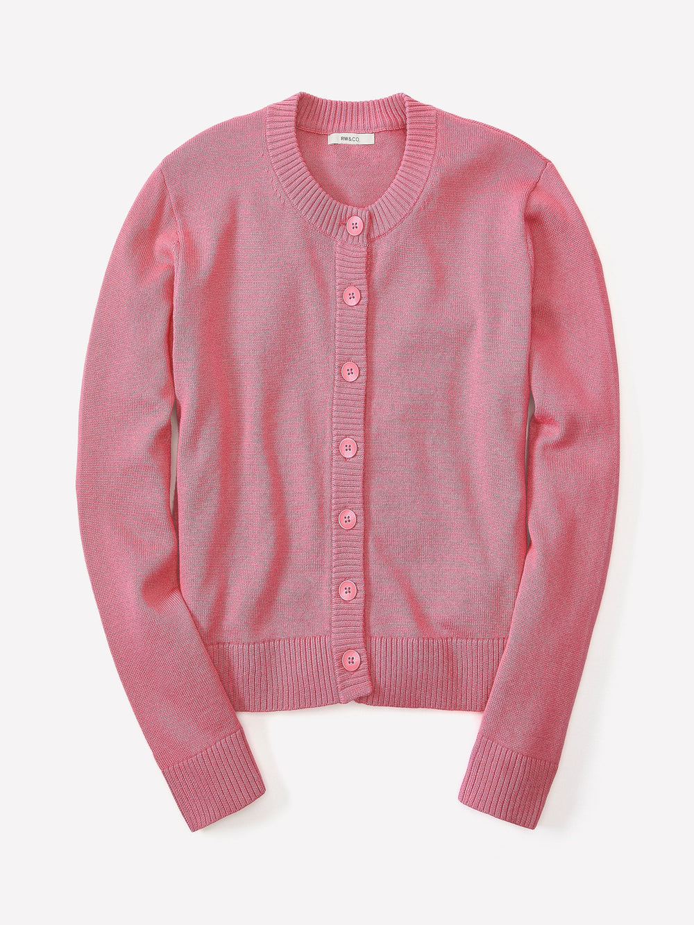 Wool-Blend Long-Sleeve Crew-Neck Cardigan rw&co Special Offer