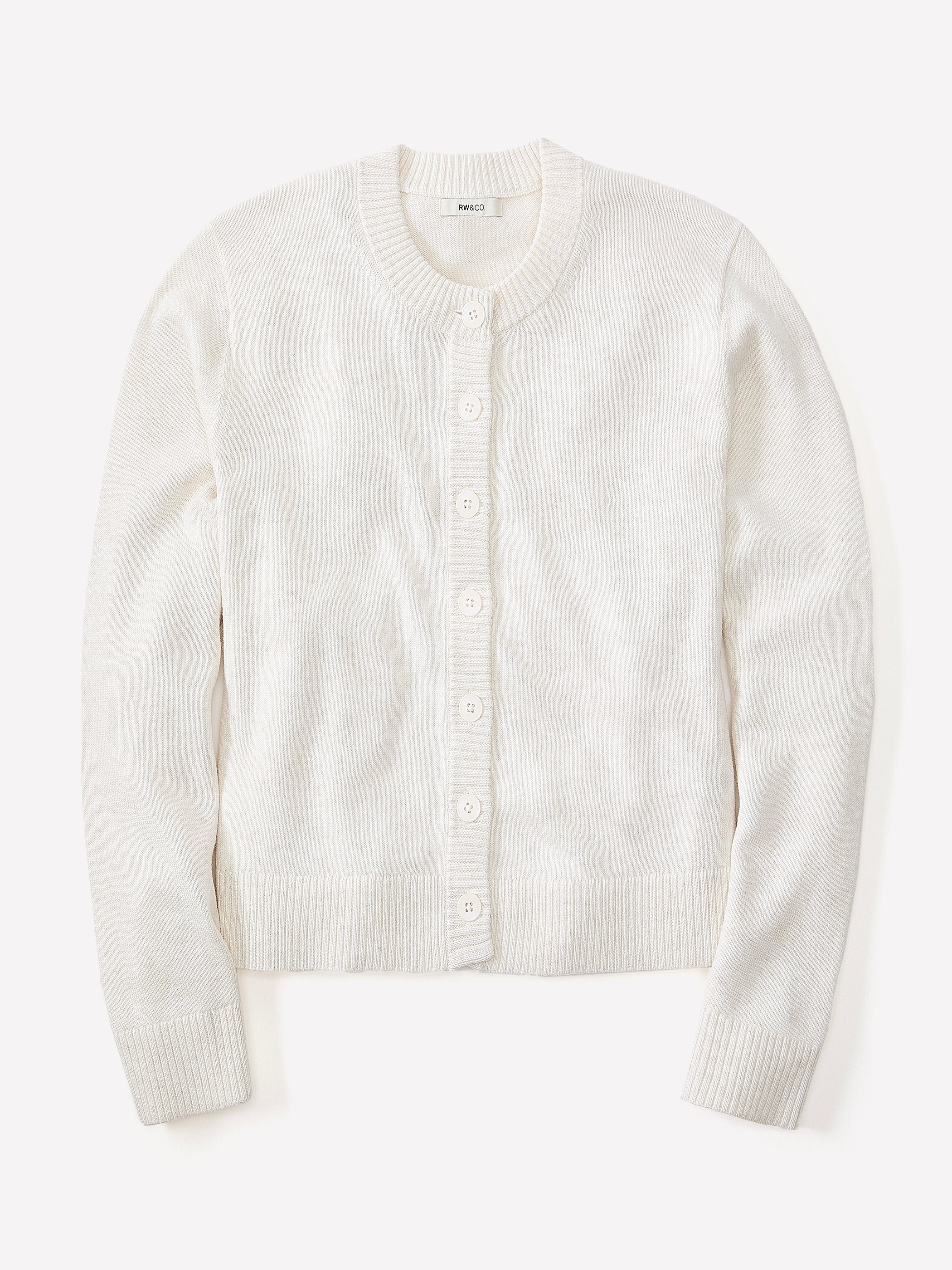 Wool-Blend Long-Sleeve Crew-Neck Cardigan rw&co Special Offer