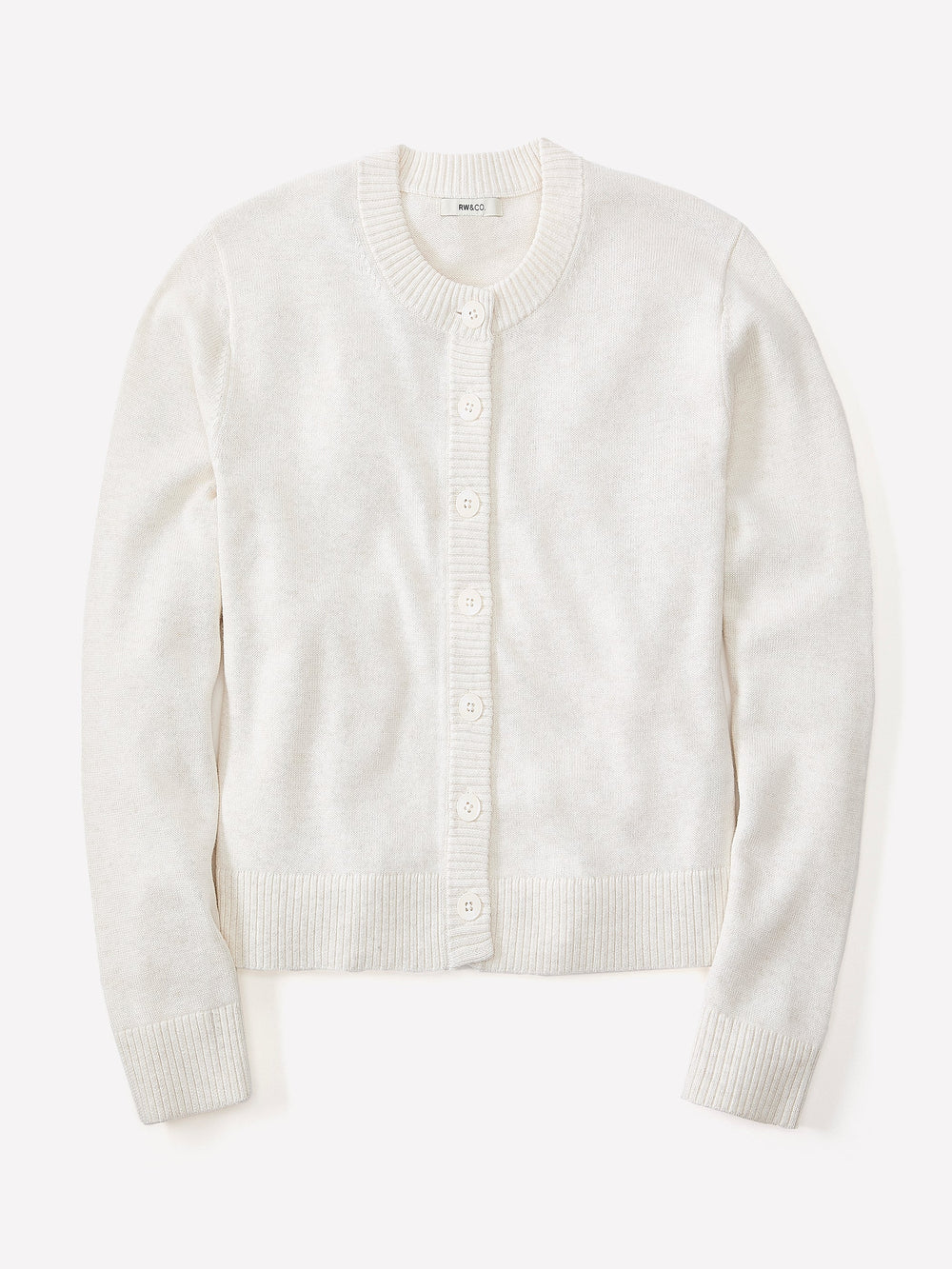 Wool-Blend Long-Sleeve Crew-Neck Cardigan rw&co Special Offer