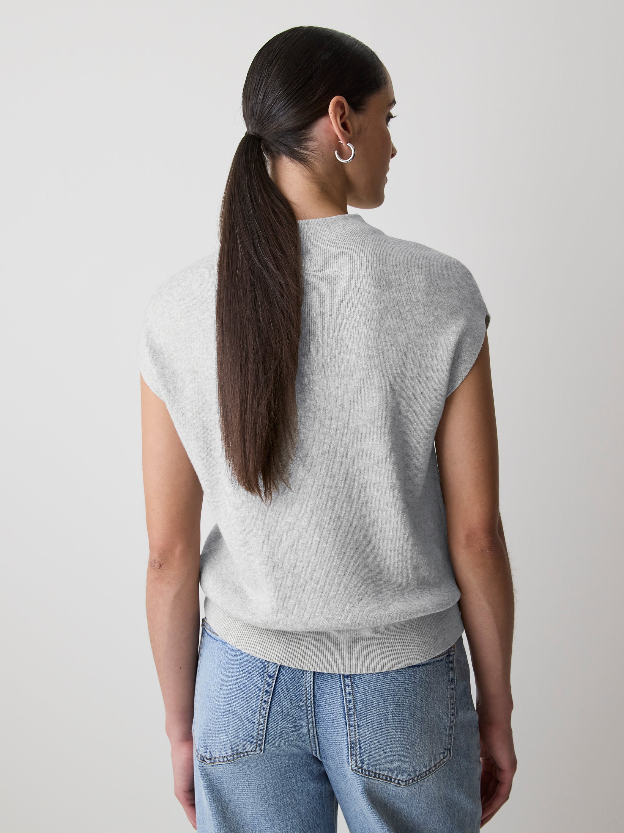Extended-Sleeve Funnel-Neck Sweater rw&co Limited Time Discount